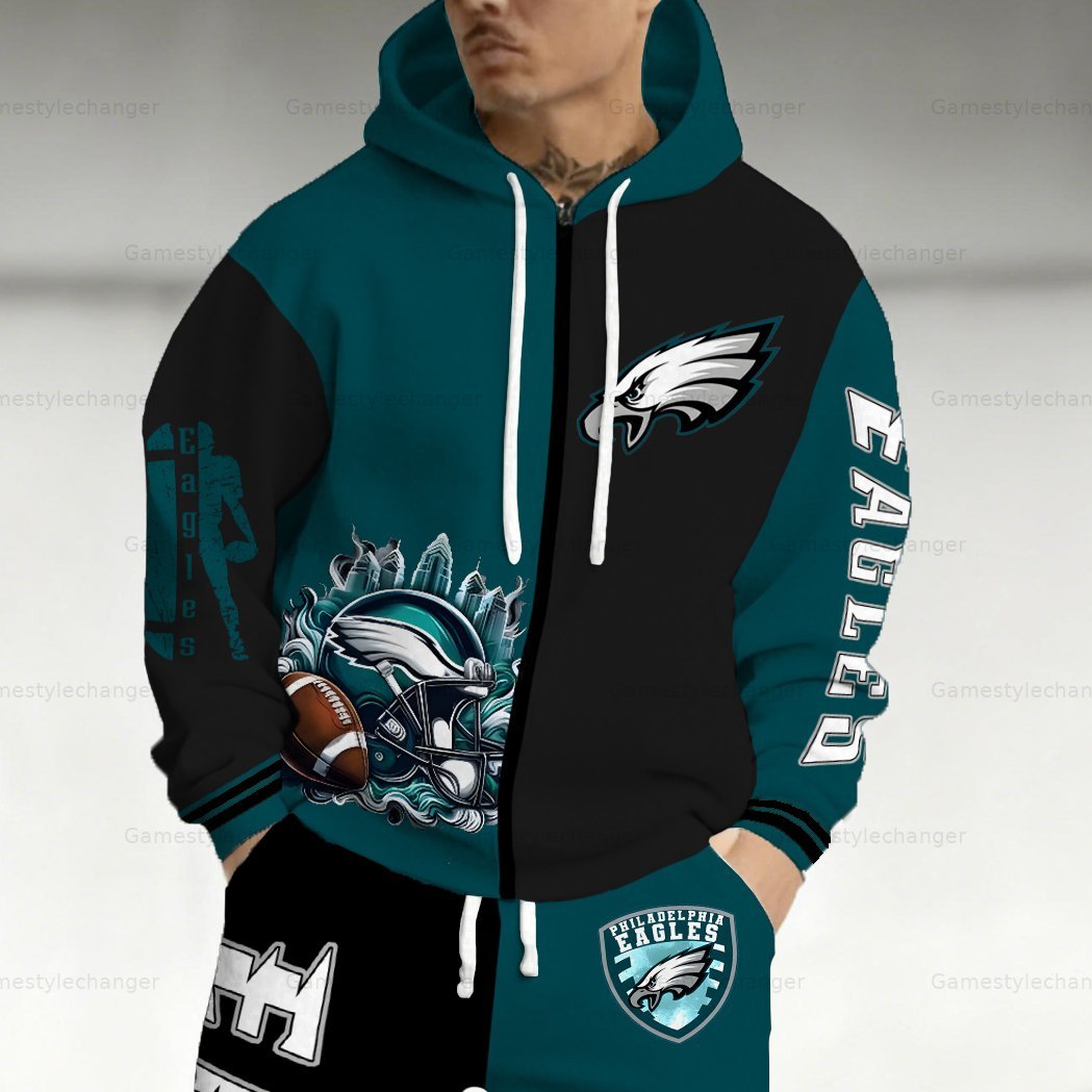 “Philadelphia Eagles” Zip-up Jacket, Pants and 2-Piece Set