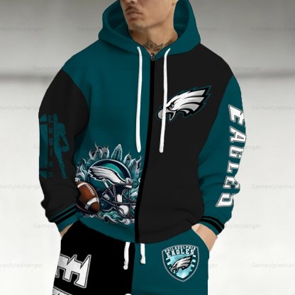 “Philadelphia Eagles” Zip-up Jacket, Pants and 2-Piece Set