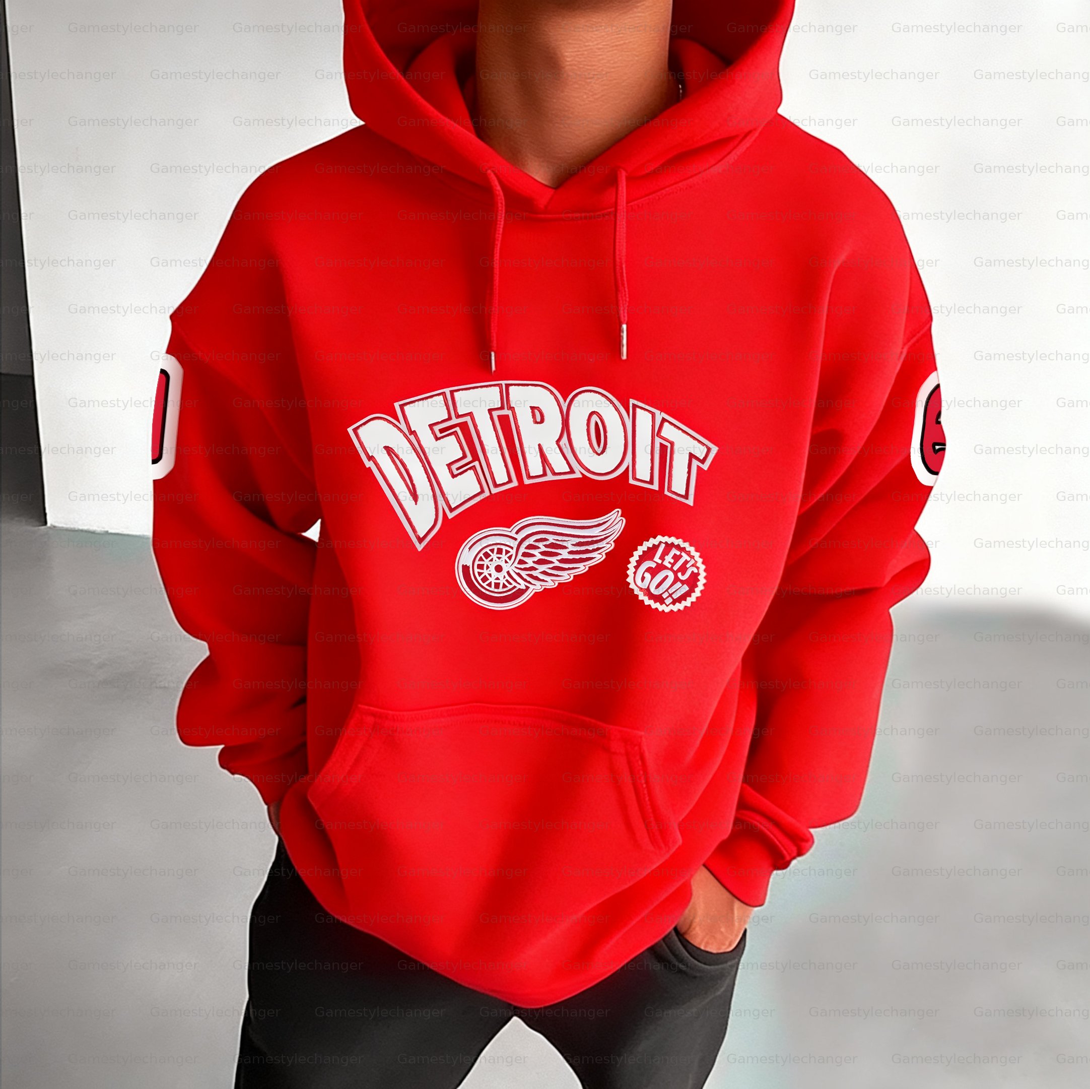 Unisex "Detroit Red Wings" Graphic Streetwear Vintage Plush Hoodie
