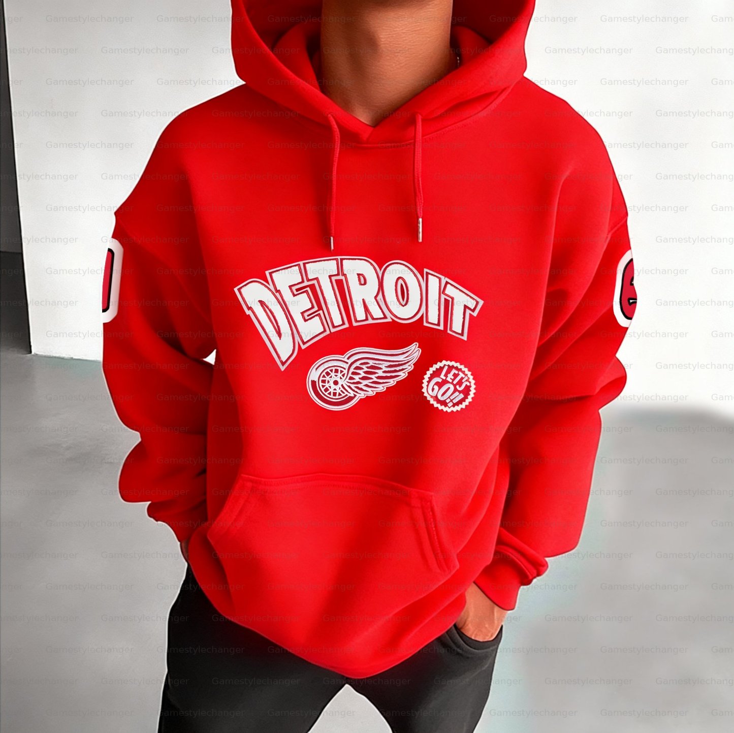 Unisex "Detroit Red Wings" Graphic Streetwear Vintage Plush Hoodie