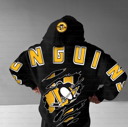 Unisex "Pittsburgh Penguins" Graphic Streetwear Vintage Plush Hoodie