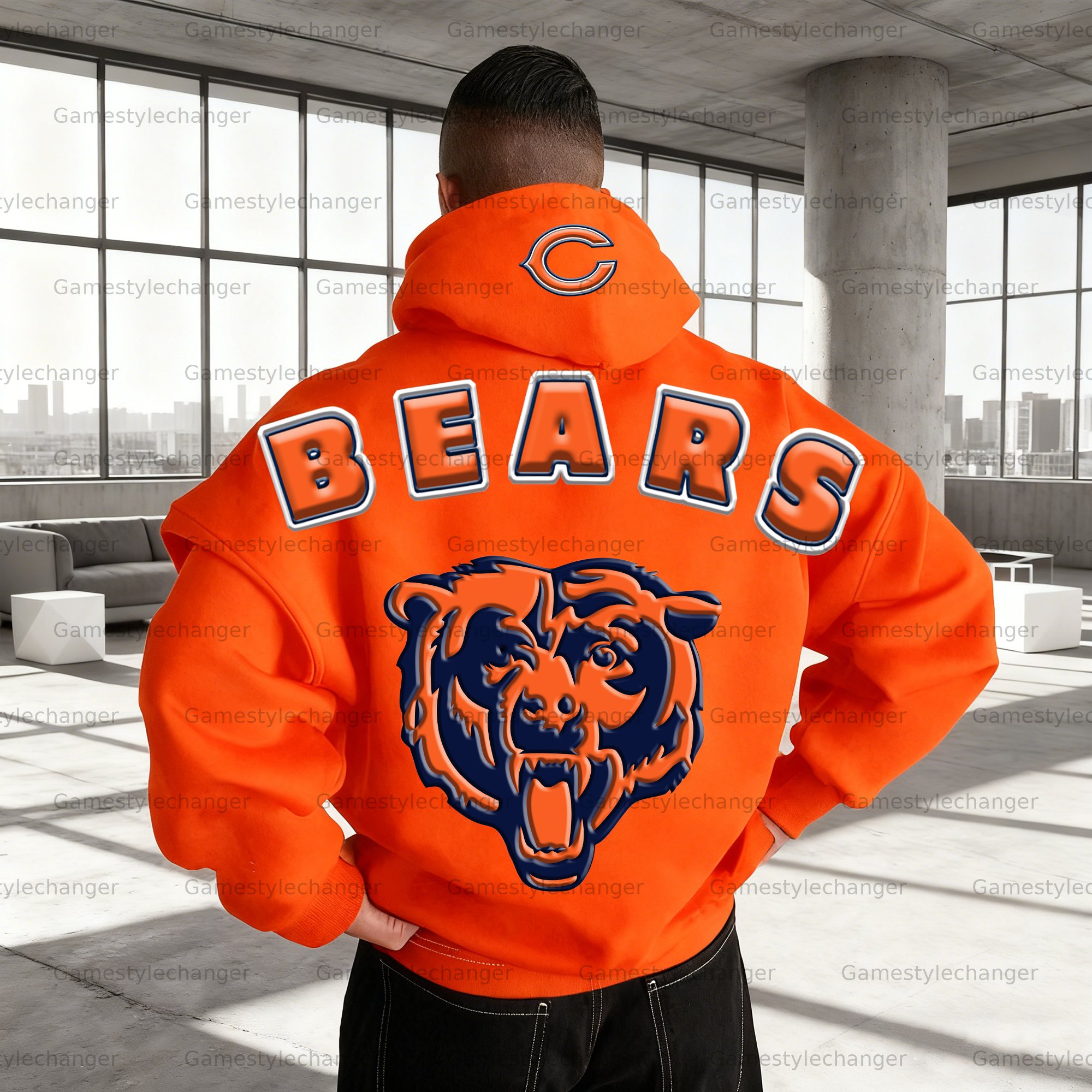 Unisex "Chicago Bears" Graphic Streetwear Vintage Plush Hoodie
