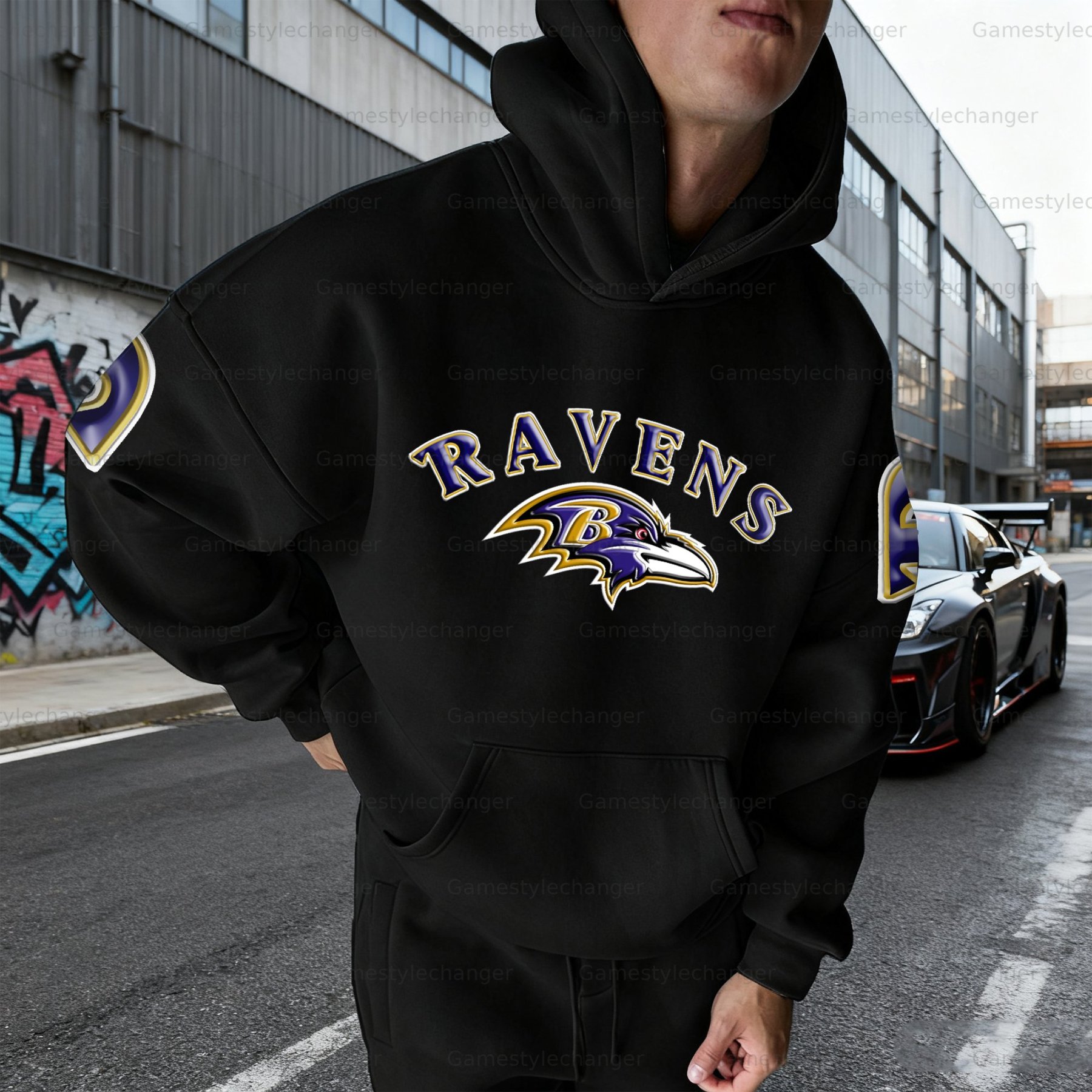 Unisex "Baltimore Ravens" Graphic Streetwear Vintage Plush Hoodie