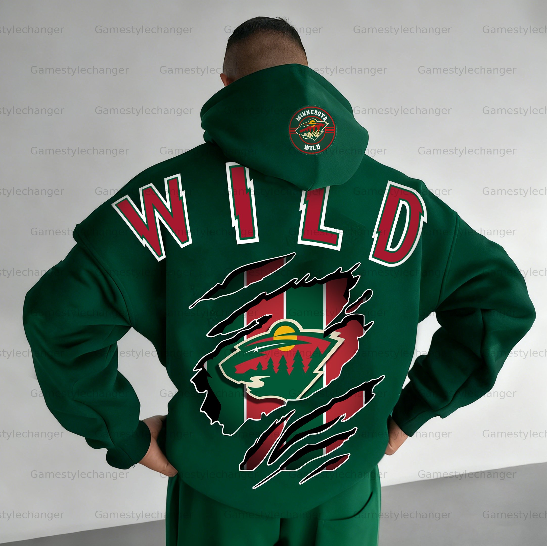 Unisex "Minnesota Wild" Graphic Streetwear Vintage Plush Hoodie