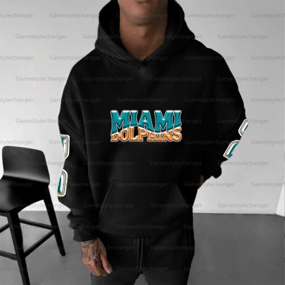 Unisex "Miami Dolphins" Graphic Streetwear Vintage Plush Hoodie