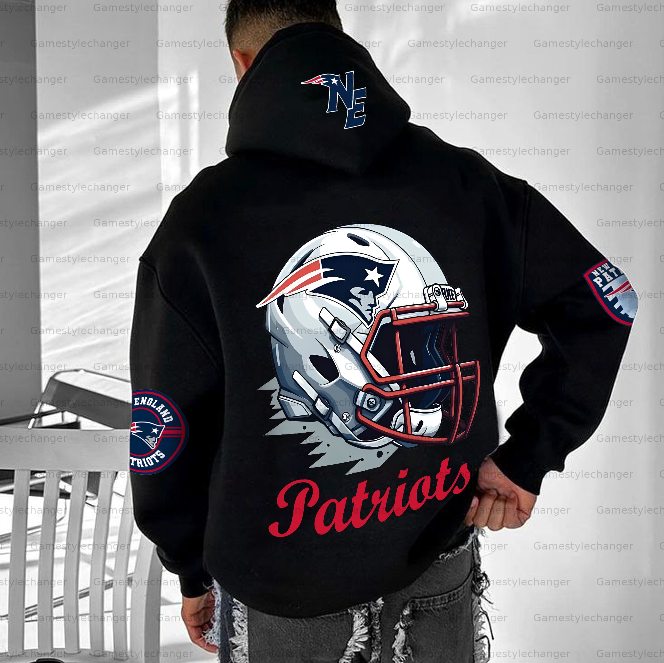 Unisex "New England Patriots" Graphic Streetwear Vintage Plush Hoodie