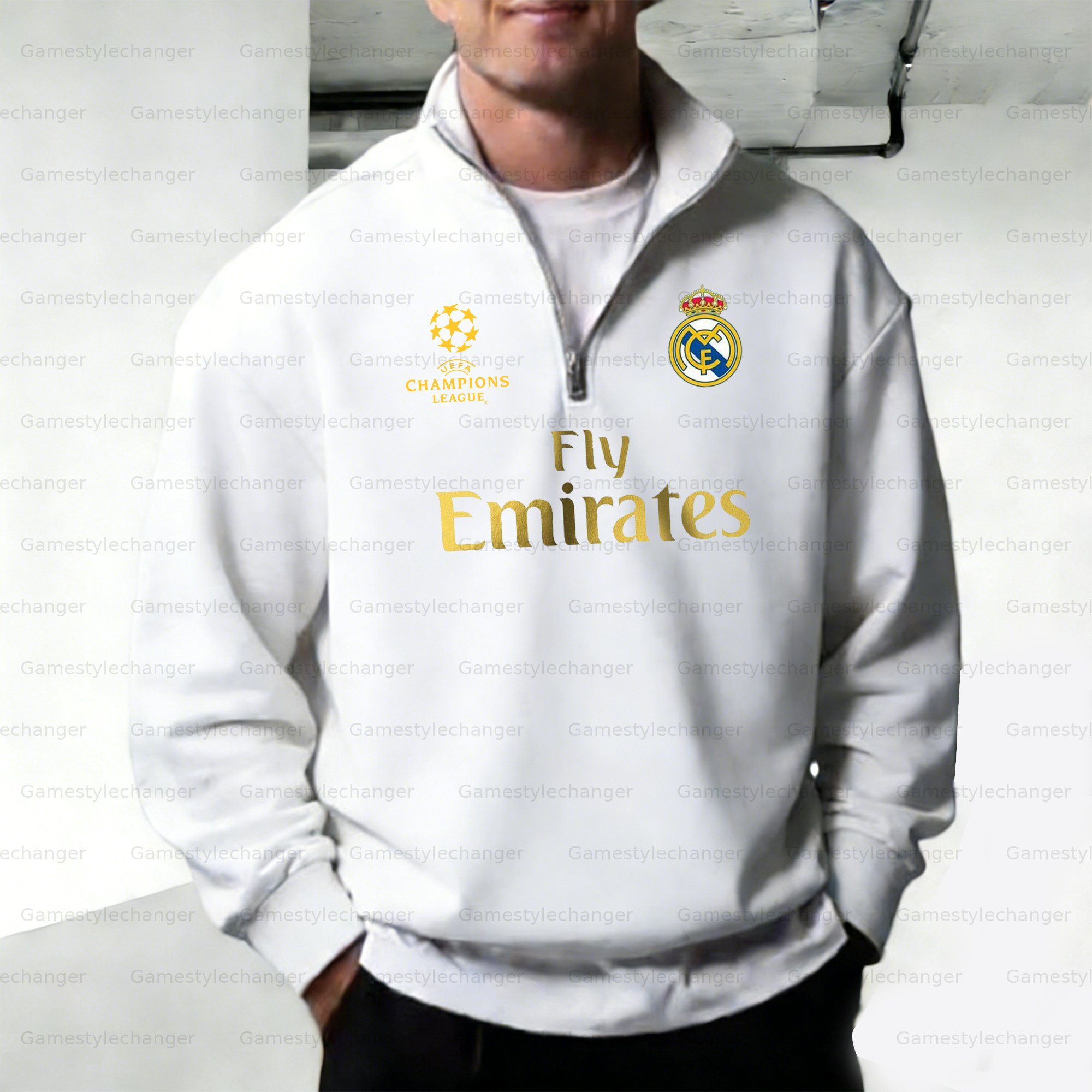 Unisex "UEFA " Graphic Streetwear Vintage  Zip-up Sweatshirt