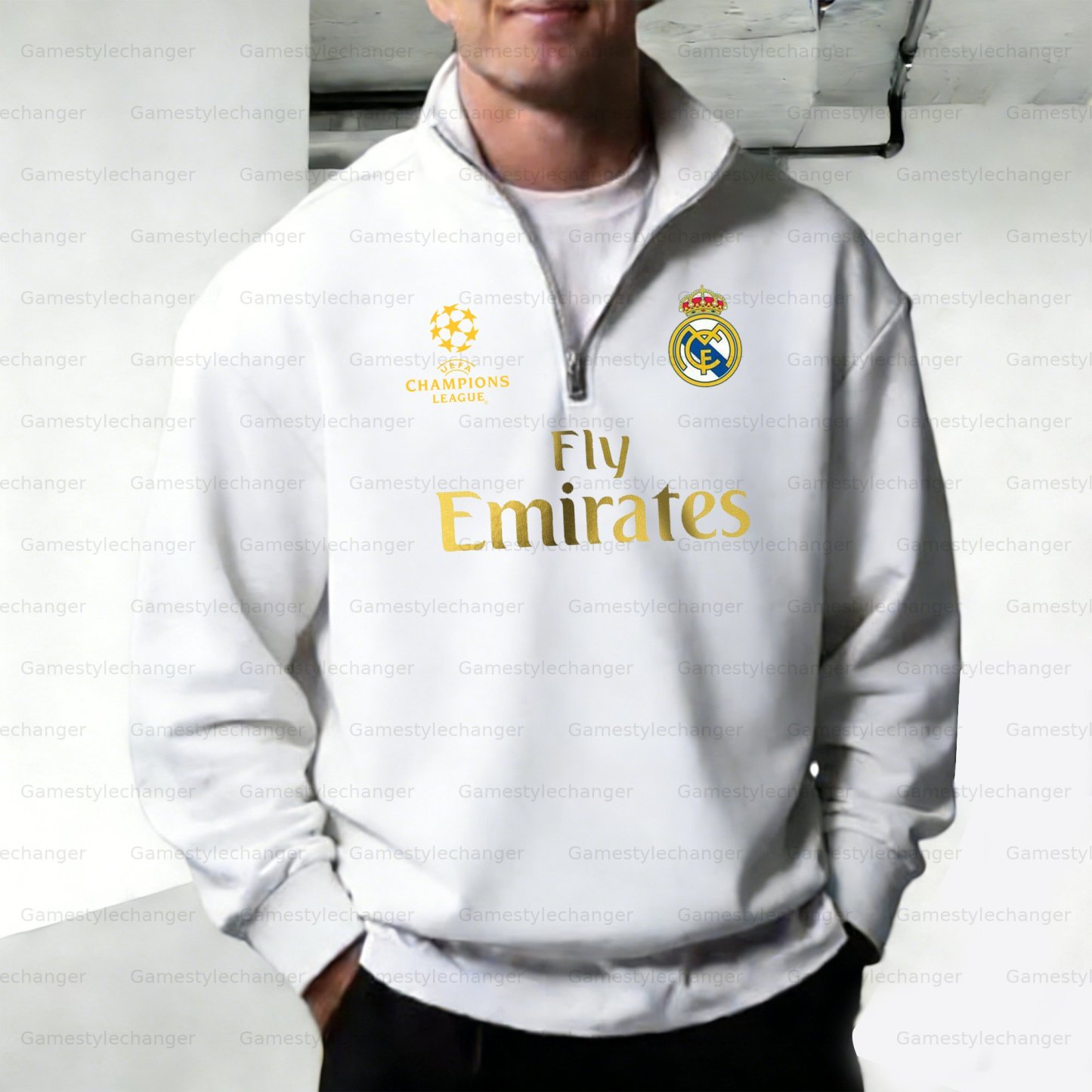 Unisex "UEFA " Graphic Streetwear Vintage  Zip-up Sweatshirt