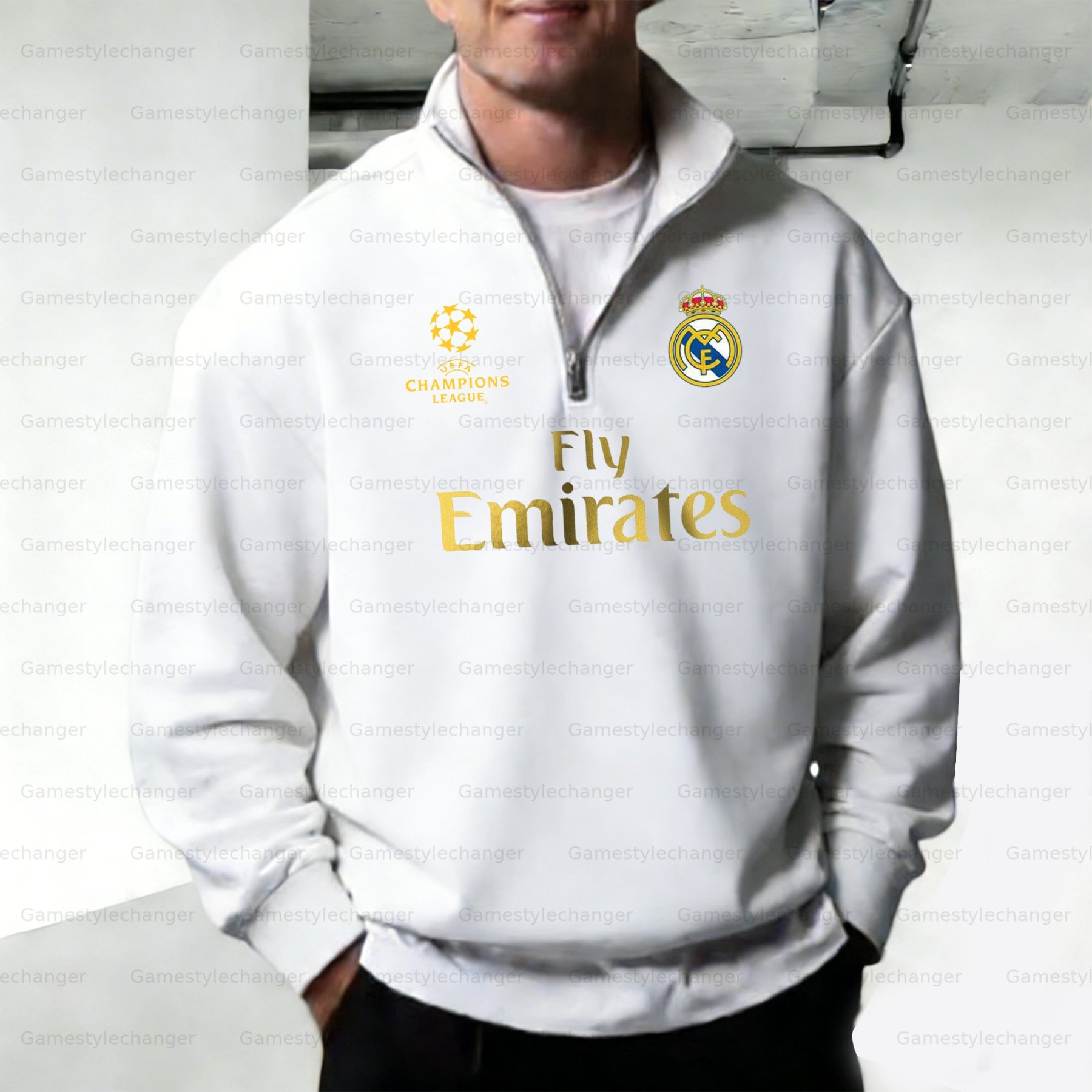 Unisex "UEFA " Graphic Streetwear Vintage  Zip-up Sweatshirt