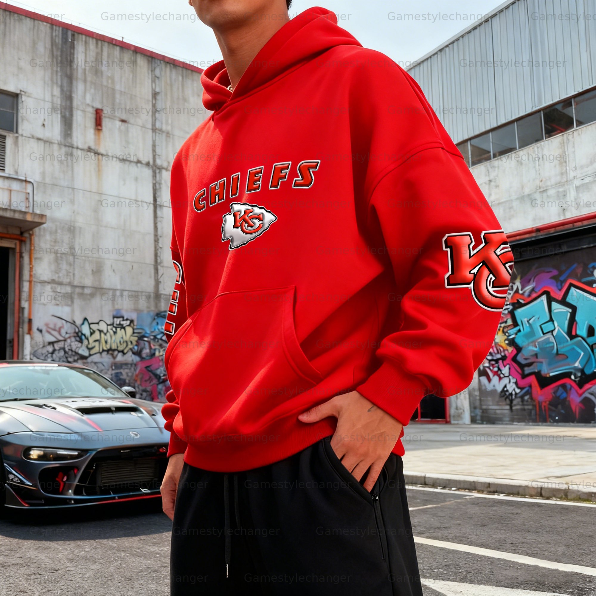 Unisex "Kansas City Chiefs" Graphic Streetwear Vintage Plush Hoodie