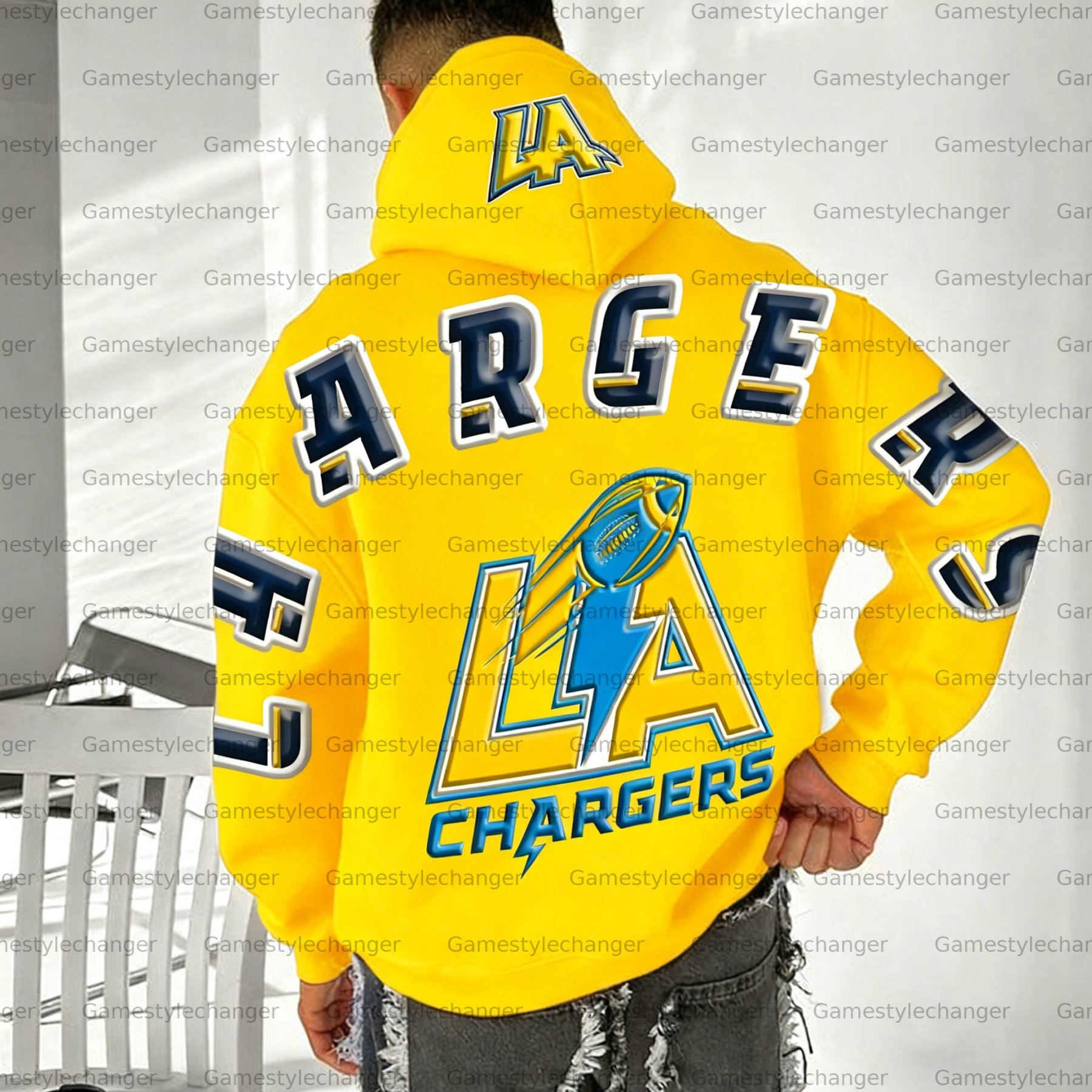 Unisex "Los Angeles Chargers" Graphic Streetwear Vintage Plush Hoodie