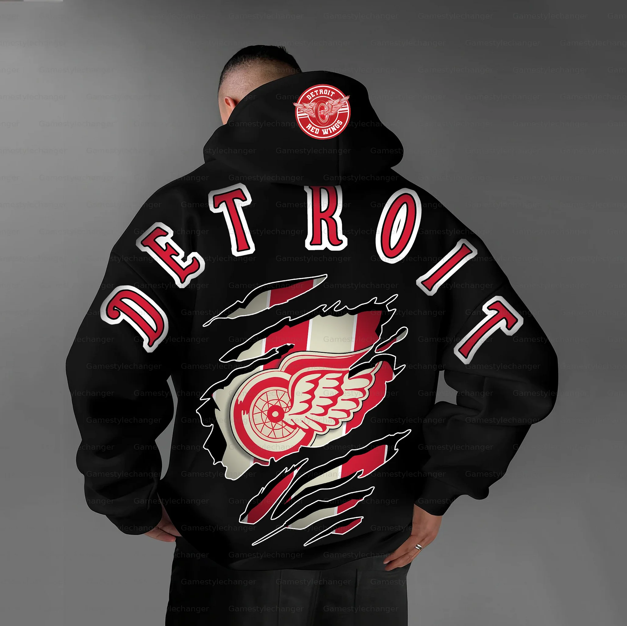 Unisex "Detroit Red Wings" Graphic Streetwear Vintage Plush Hoodie