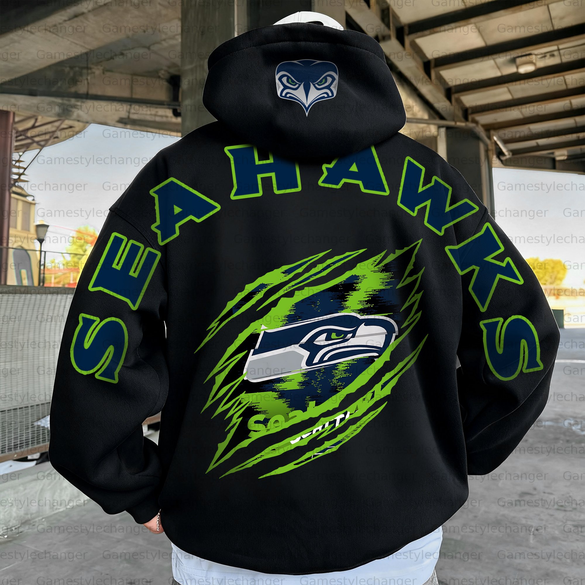Unisex "Seattle Seahawks" Graphic Streetwear Vintage Plush Hoodie