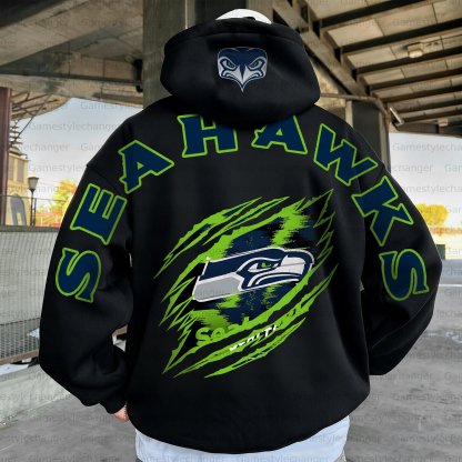 Unisex "Seattle Seahawks" Graphic Streetwear Vintage Plush Hoodie