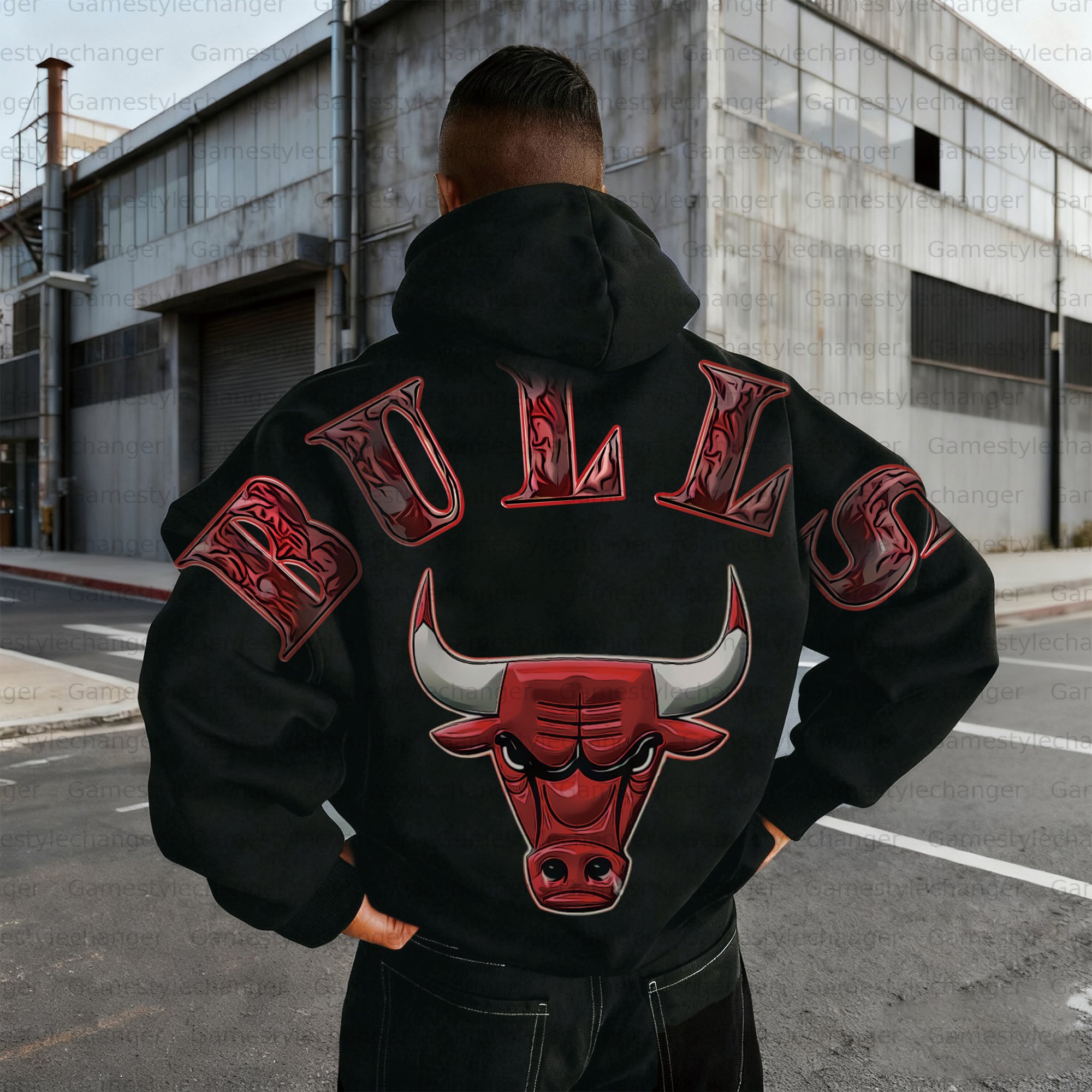 Unisex "Chicago Bulls" Graphic Streetwear Vintage Plush Hoodie