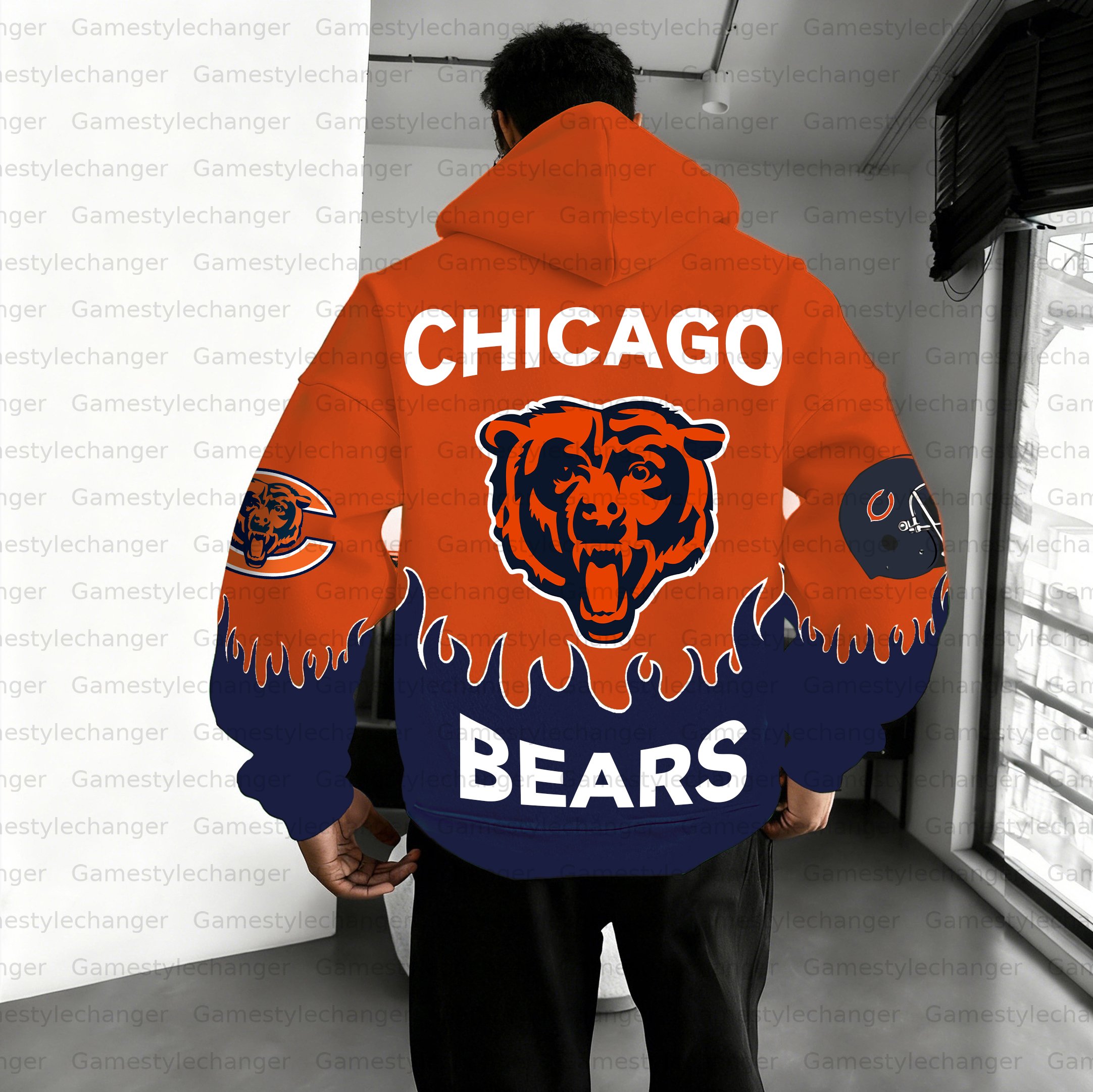 Unisex "Chicago Bears" Graphic Streetwear Vintage Plush Hoodie
