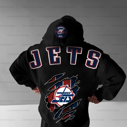 Unisex "Winnipeg Jets" Graphic Streetwear Vintage Plush Hoodie