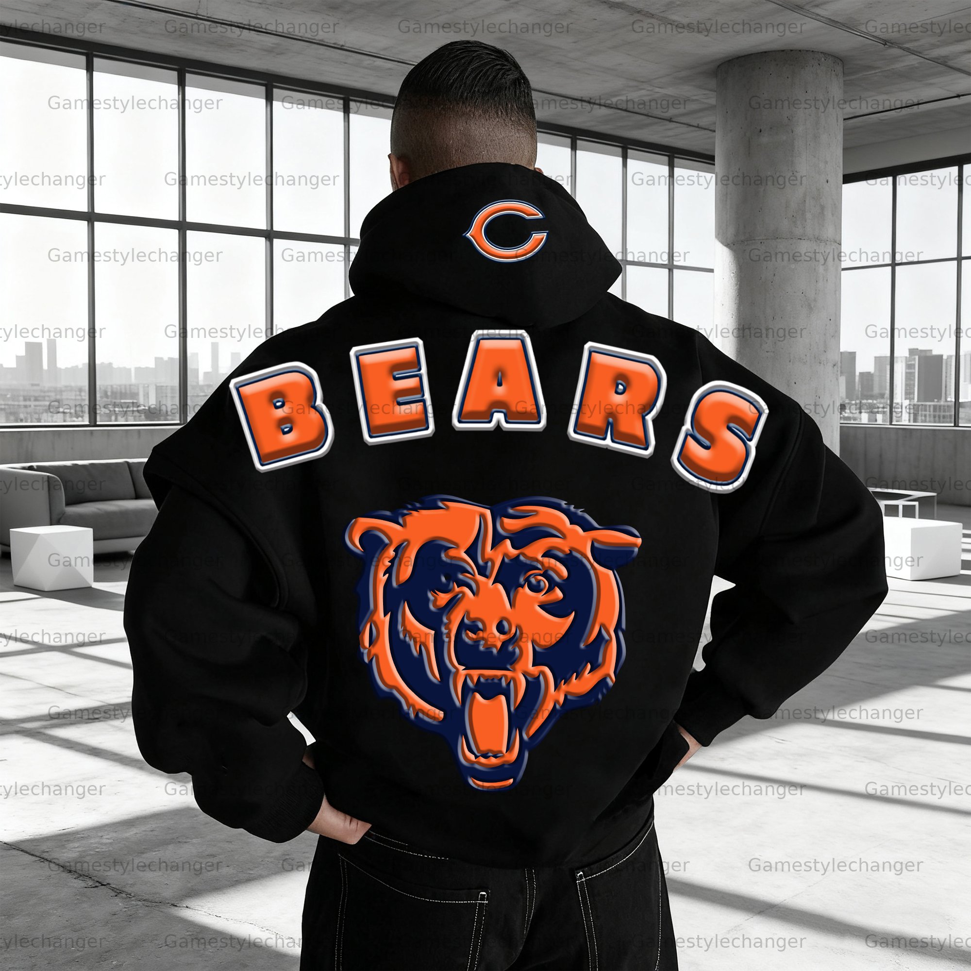 Unisex "Chicago Bears" Graphic Streetwear Vintage Plush Hoodie