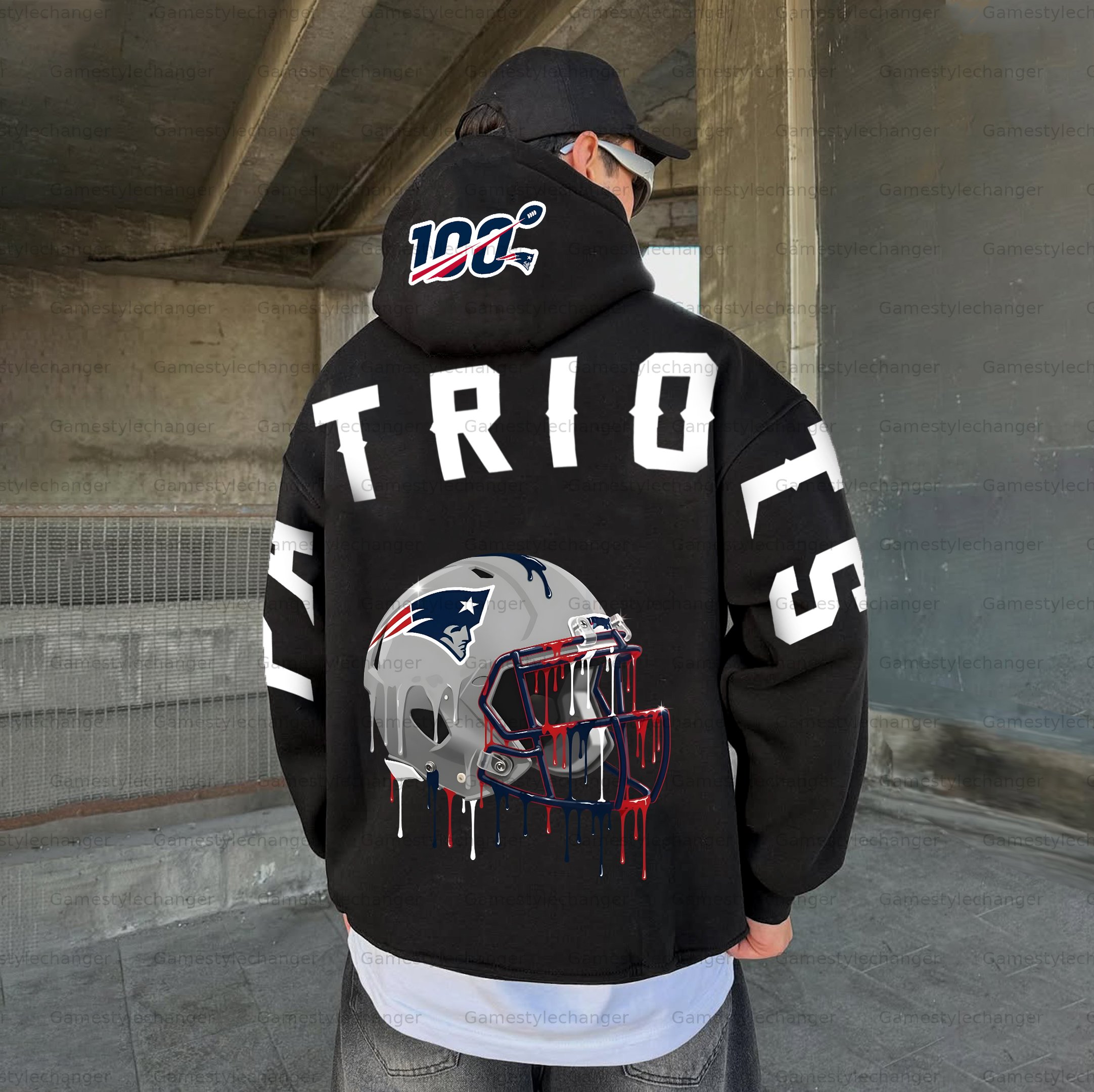 Unisex "New England Patriots" Graphic Streetwear Vintage Plush Hoodie