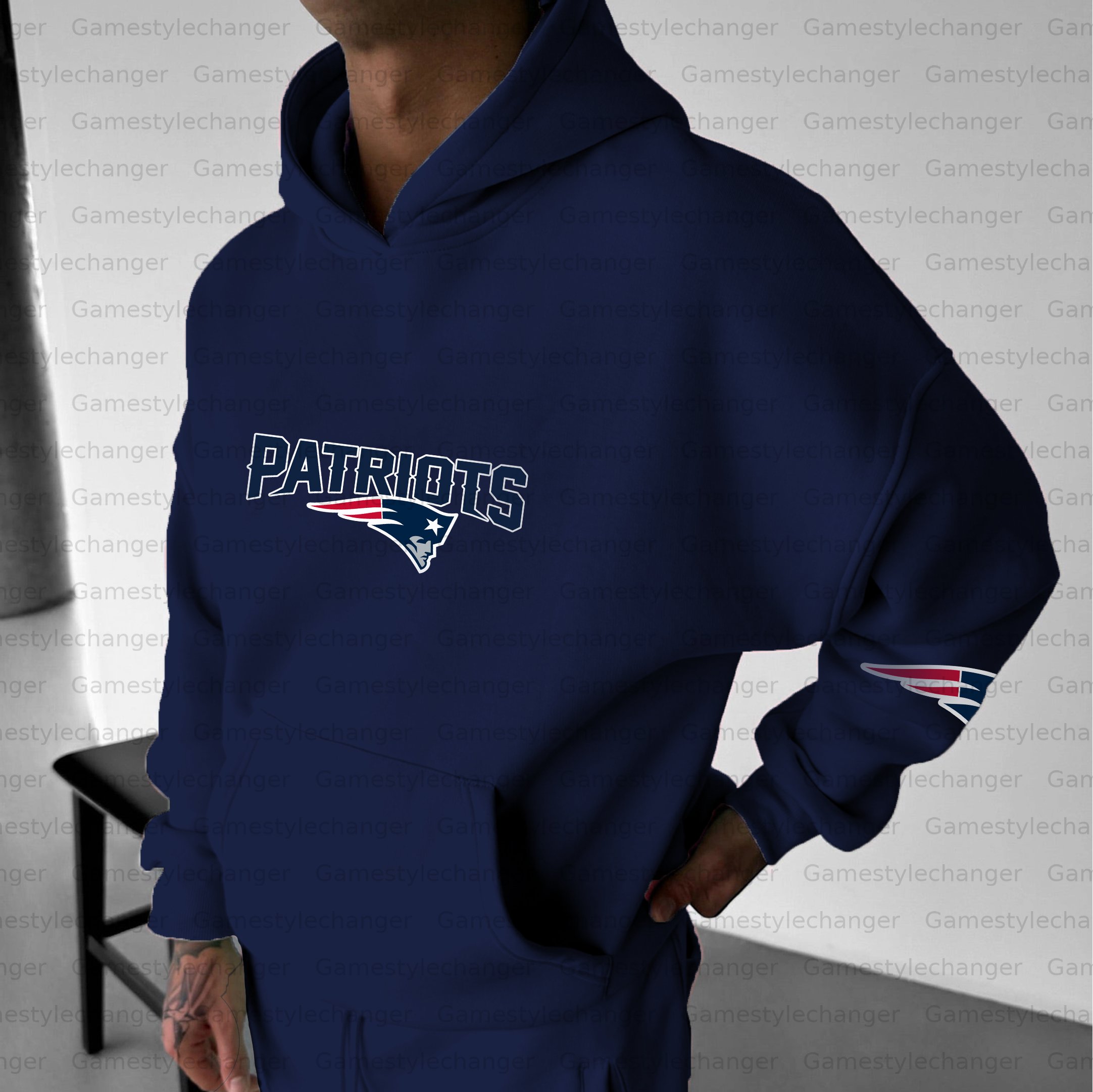 Unisex "New England Patriots" Graphic Streetwear Vintage Plush Hoodie