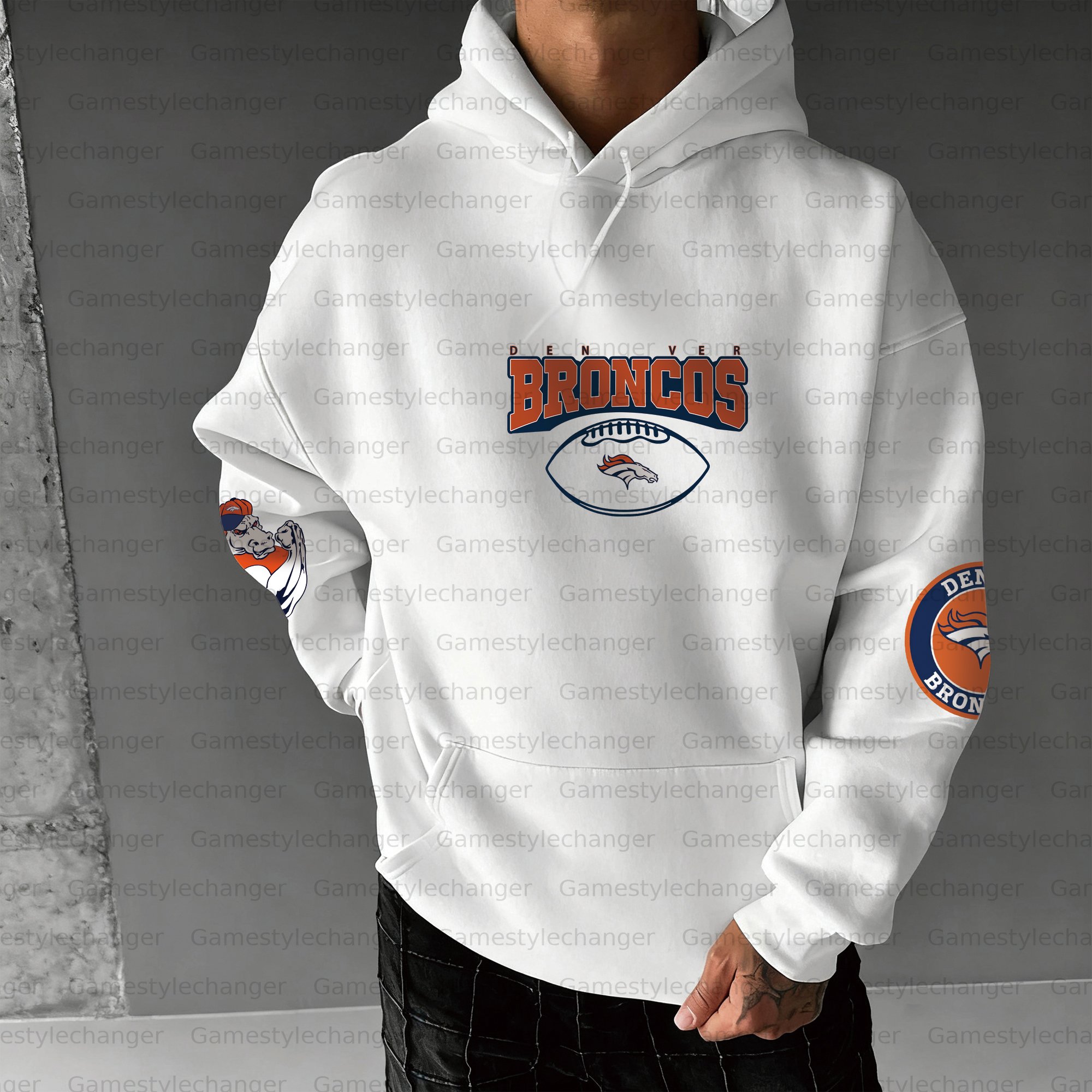 Unisex "Denver Broncos" Graphic Streetwear Vintage Plush Hoodie