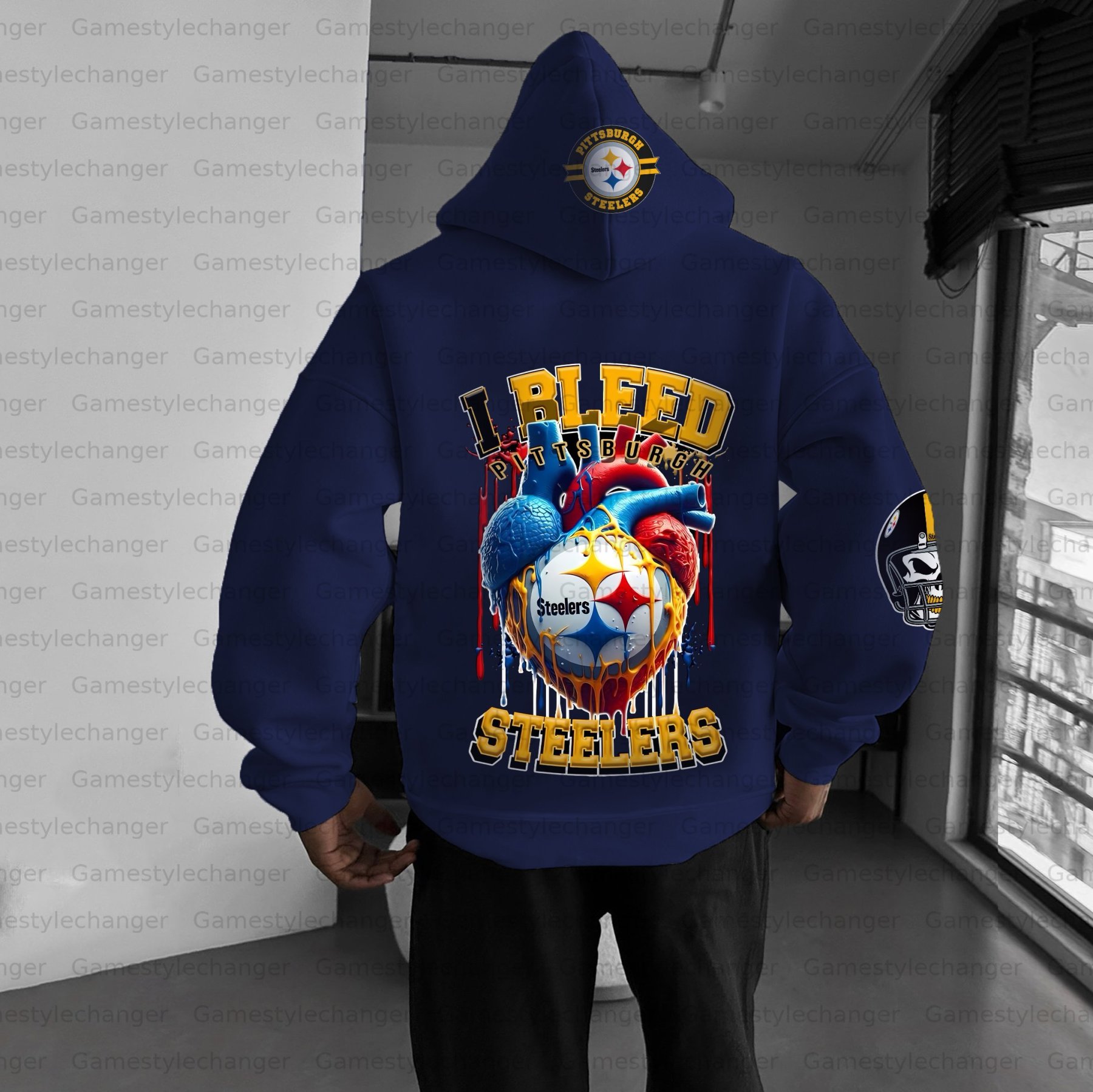 Unisex "Pittsburgh Steelers" Graphic Streetwear Vintage Plush Hoodie