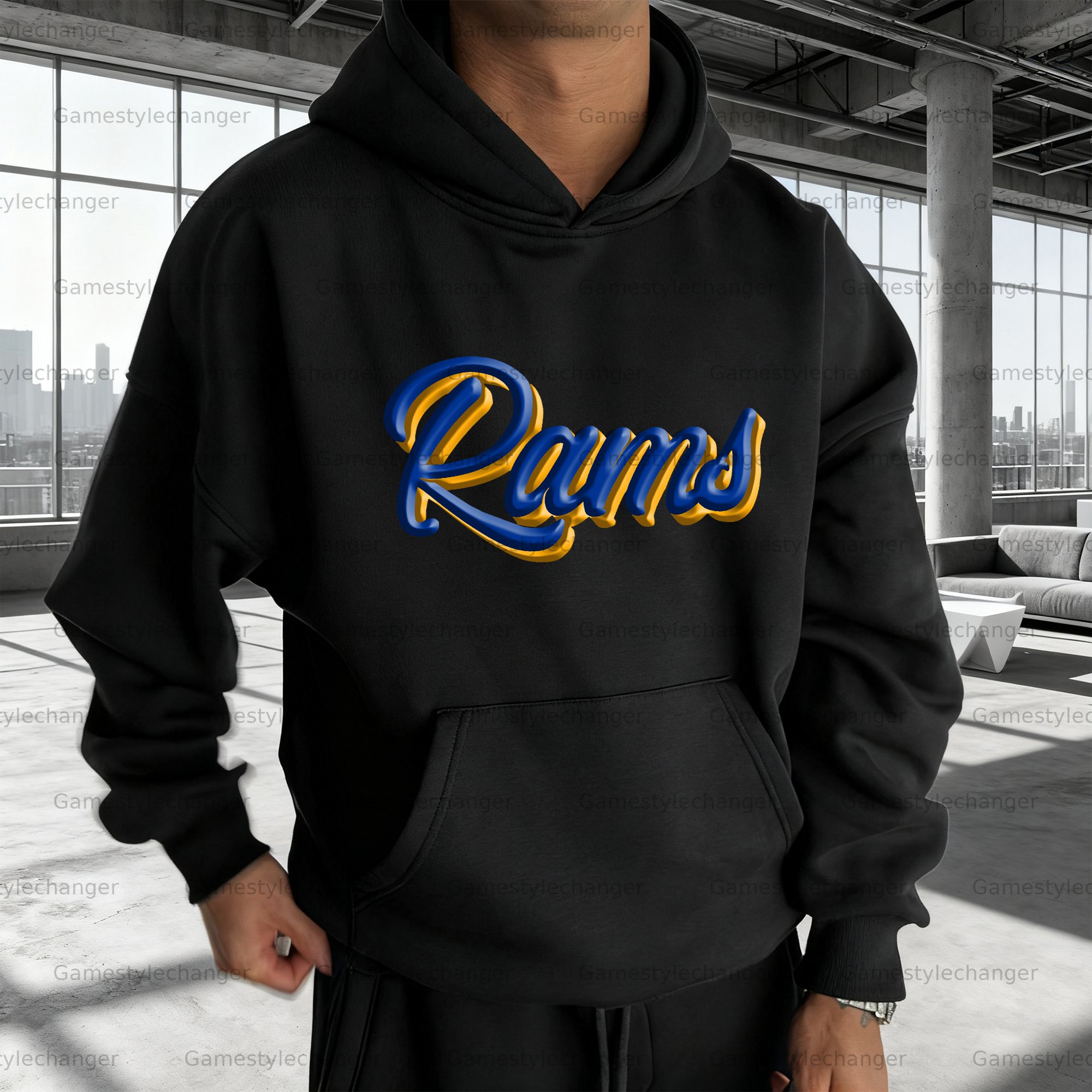Unisex "Los Angles Rams" Graphic Streetwear Vintage Plush Hoodie
