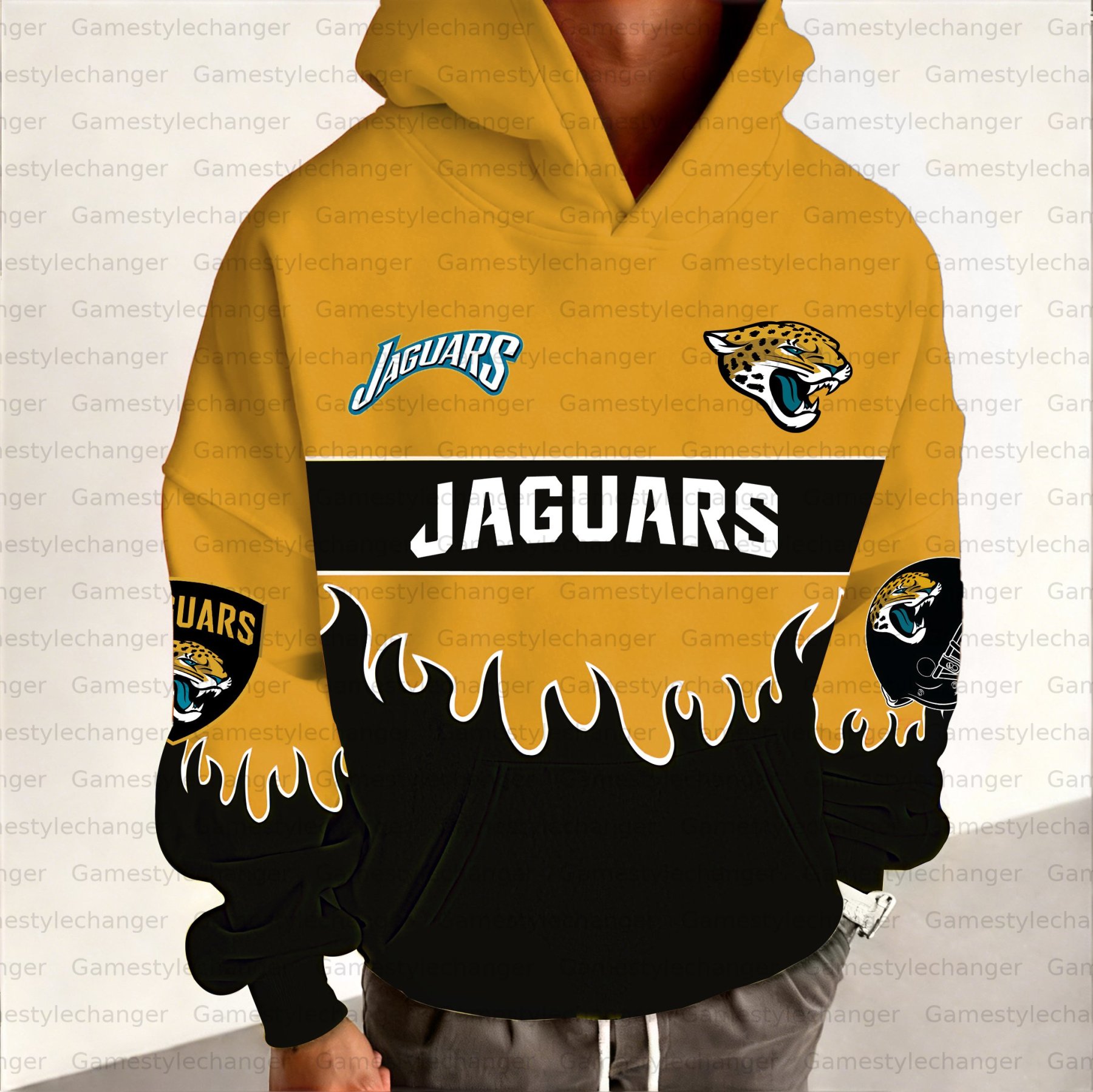 Unisex "Jacksonville Jaguars" Graphic Streetwear Vintage Plush Hoodie