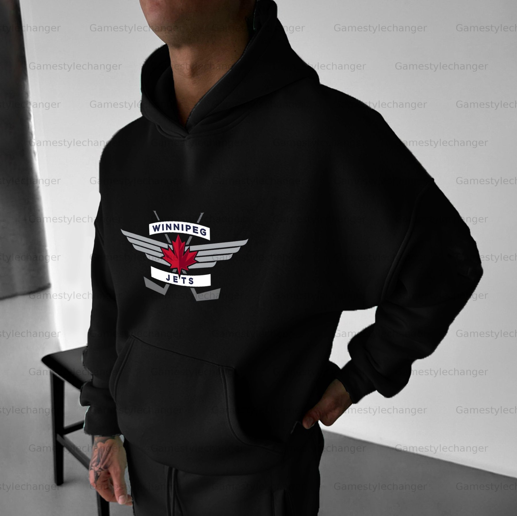 Unisex "Winnipeg Jets" Graphic Streetwear Vintage Plush Hoodie