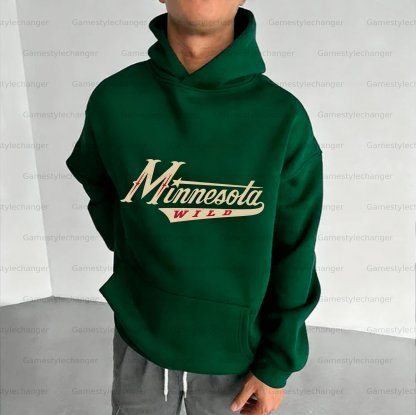 Unisex "Minnesota Wild" Graphic Streetwear Vintage Plush Hoodie