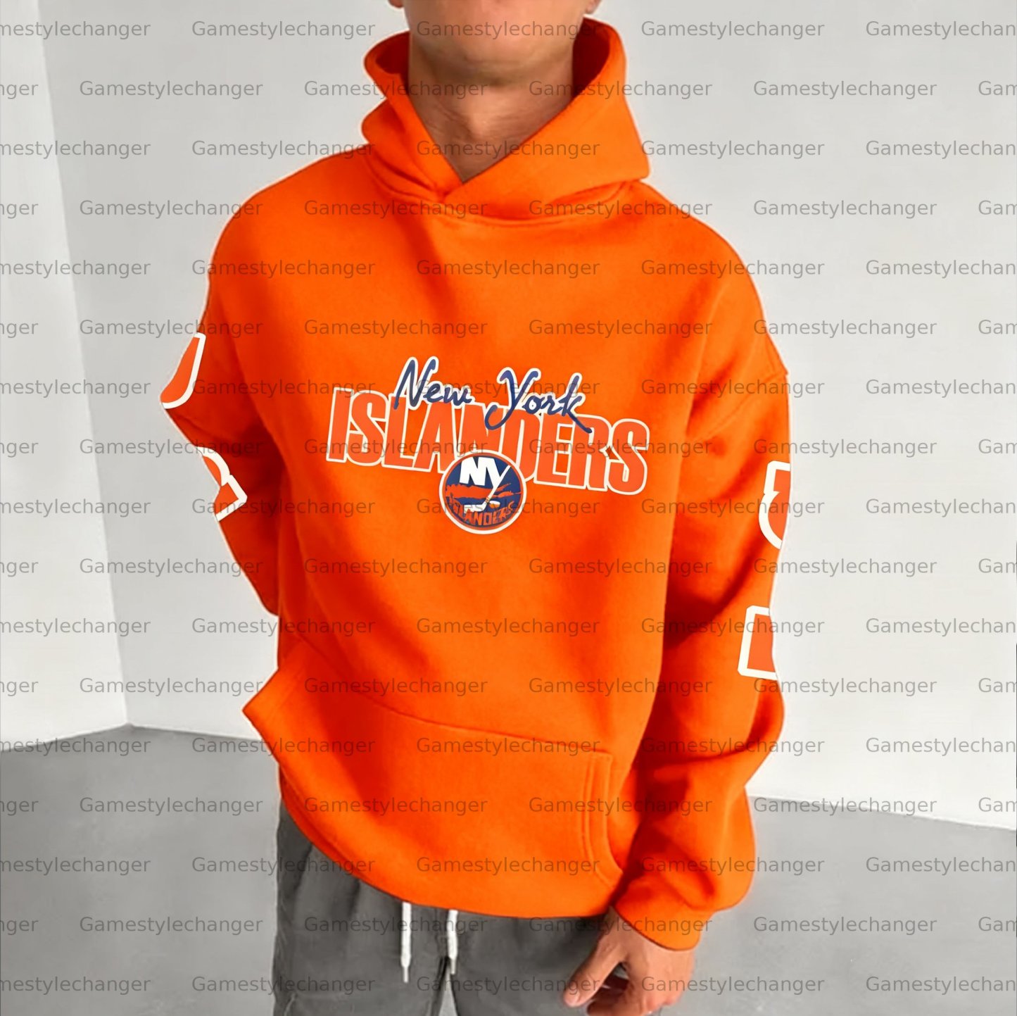 Unisex "New York Islanders" Graphic Streetwear Vintage Plush Hoodie