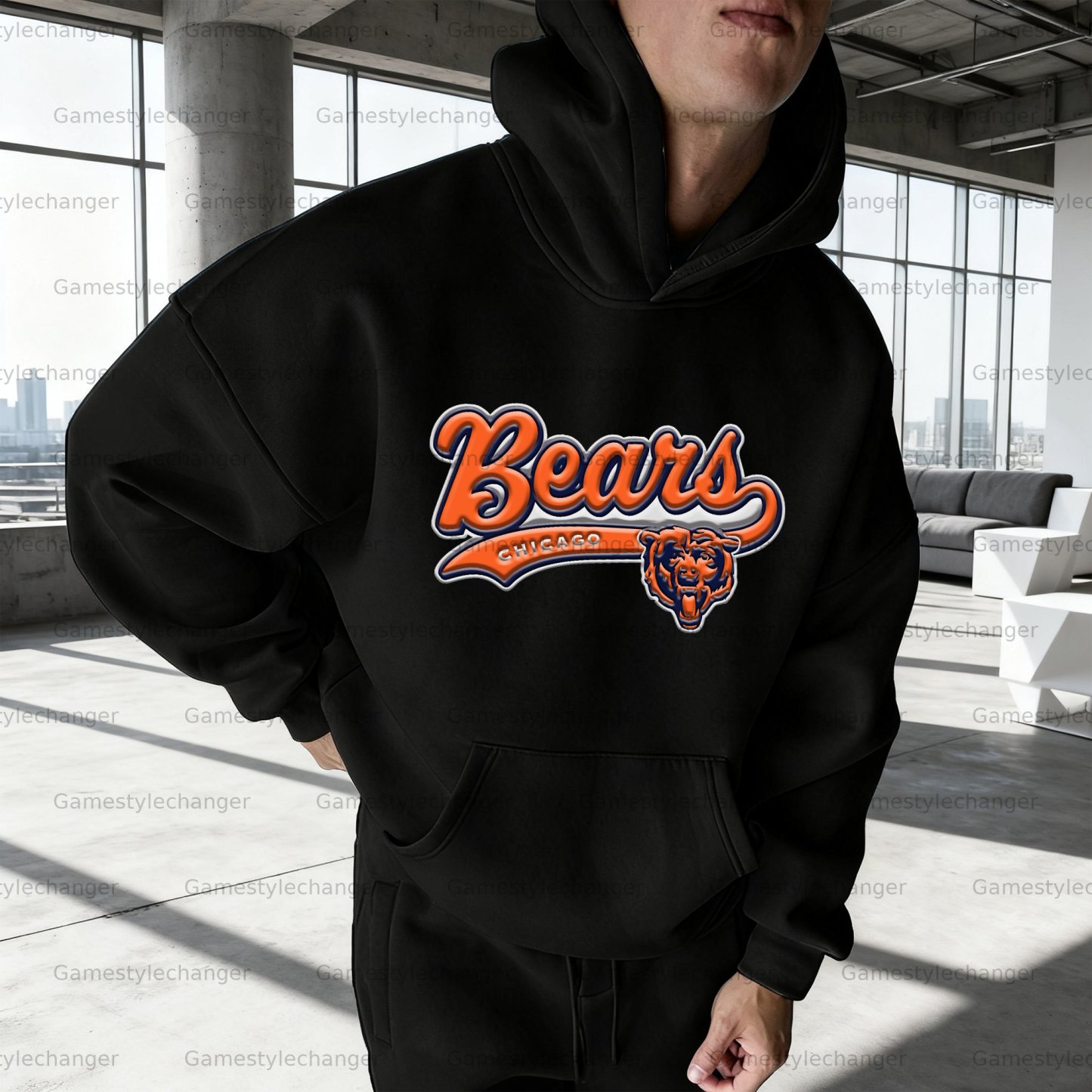 Unisex "Chicago Bears" Graphic Streetwear Vintage Plush Hoodie