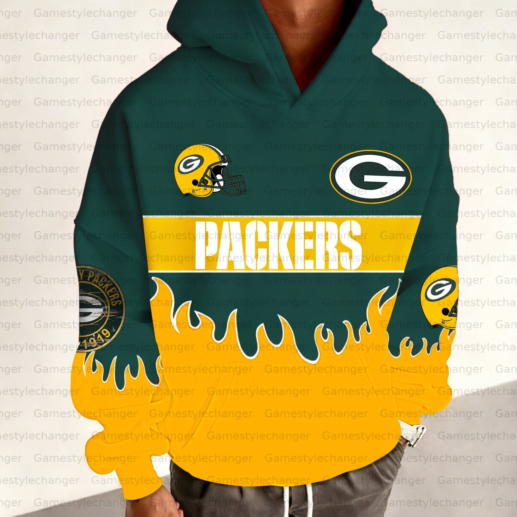 Unisex "Green Bay Packers" Graphic Streetwear Vintage Plush Hoodie