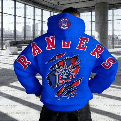 Unisex "New York Rangers" Graphic Streetwear Vintage Plush Hoodie
