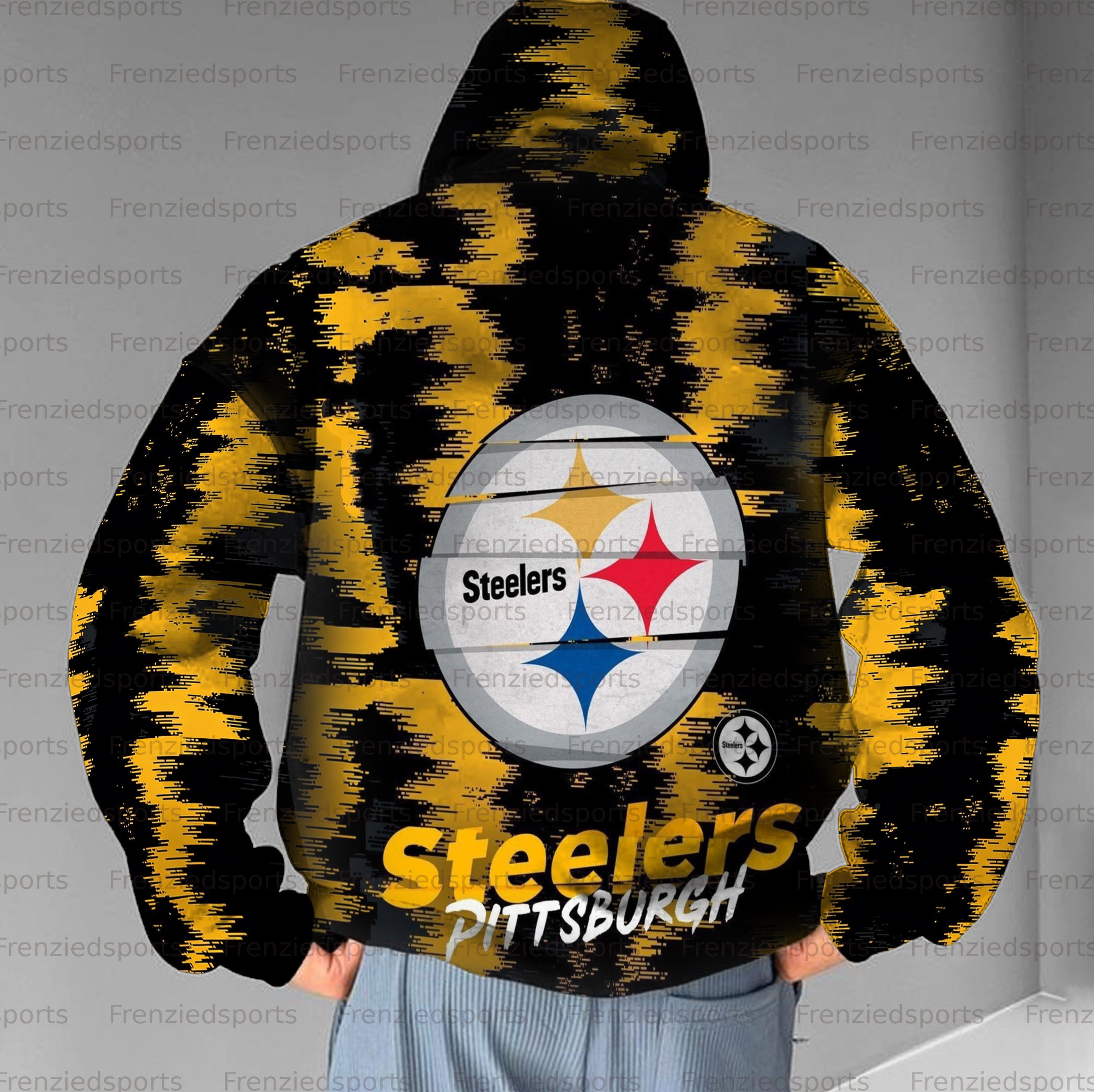 Unisex "Pittsburgh Steelers" Graphic Streetwear Vintage Plush Hoodie