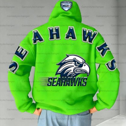 Unisex "Seattle Seahawks" Graphic Streetwear Vintage Plush Hoodie