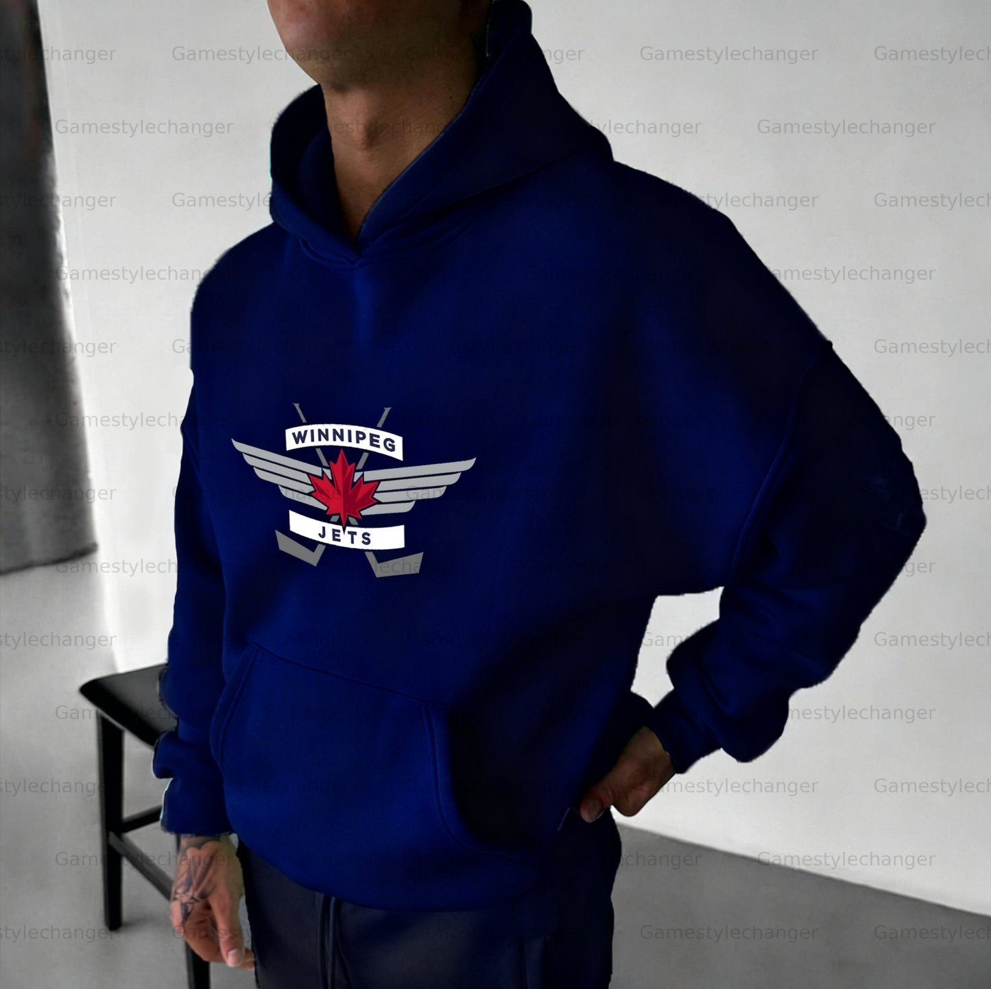 Unisex "Winnipeg Jets" Graphic Streetwear Vintage Plush Hoodie