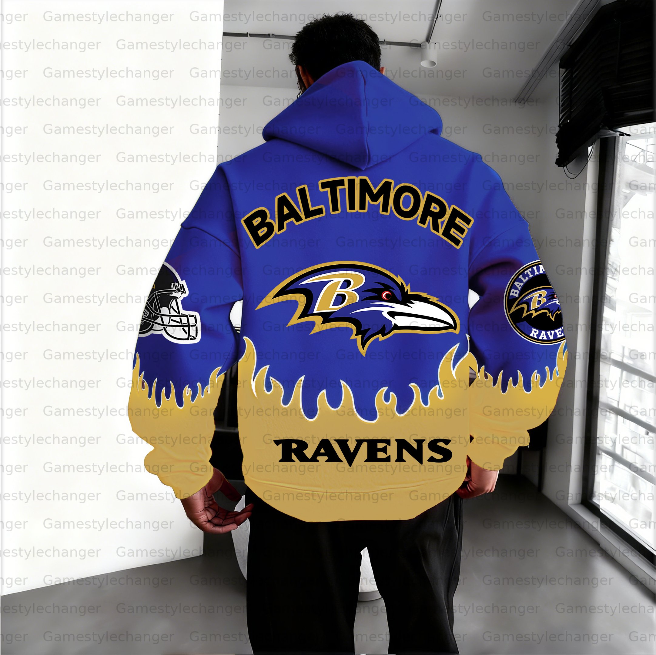 Unisex "Baltimore Ravens" Graphic Streetwear Vintage Plush Hoodie