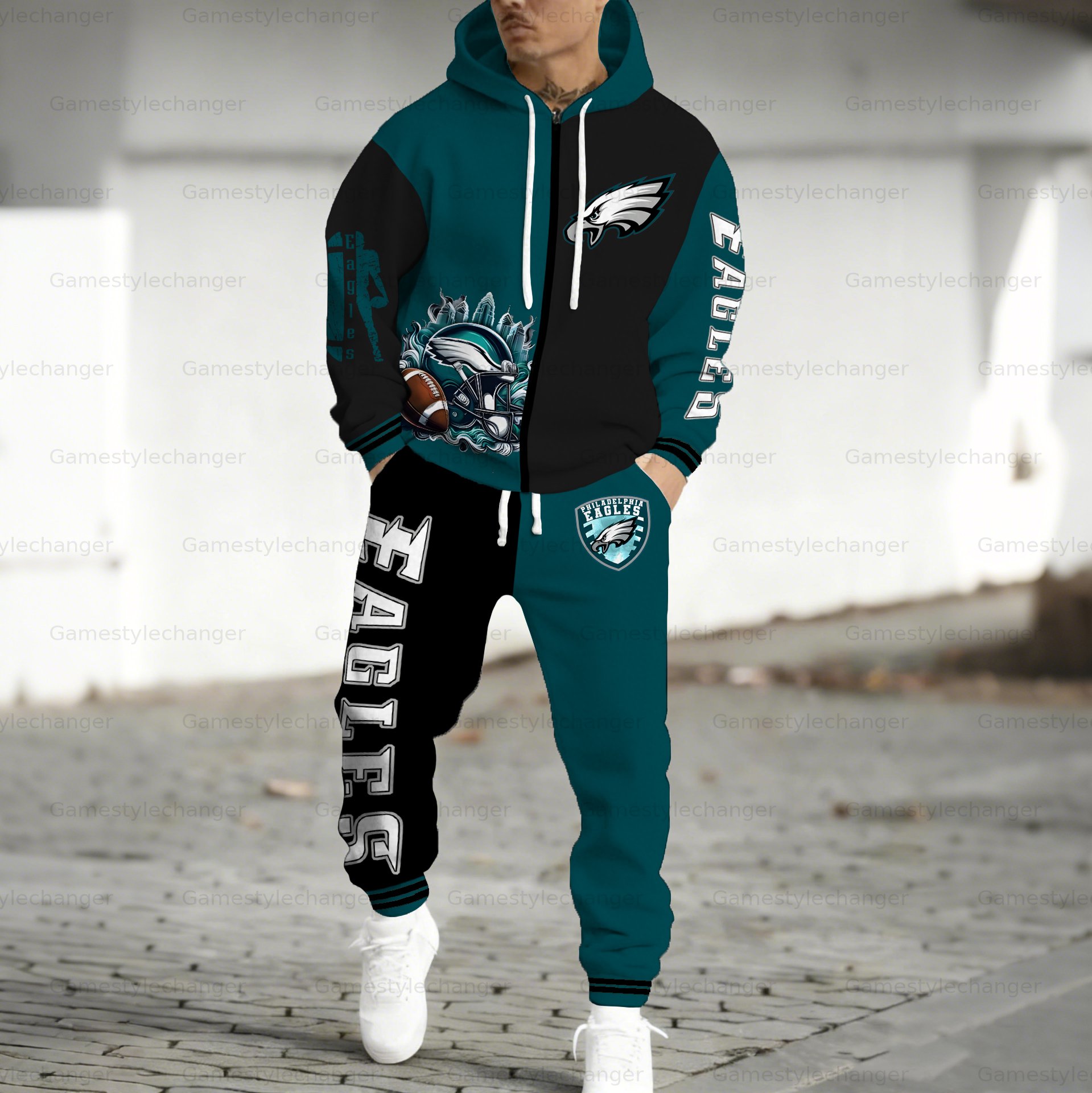 “Philadelphia Eagles” Zip-up Jacket, Pants and 2-Piece Set