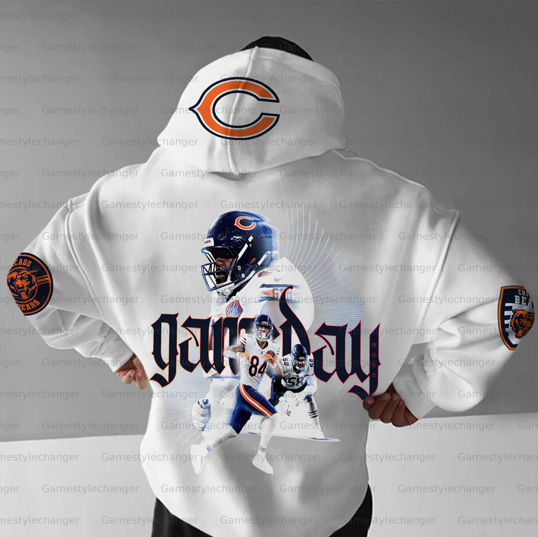 Unisex "Chicago Bears" Graphic Streetwear Vintage Plush Hoodie