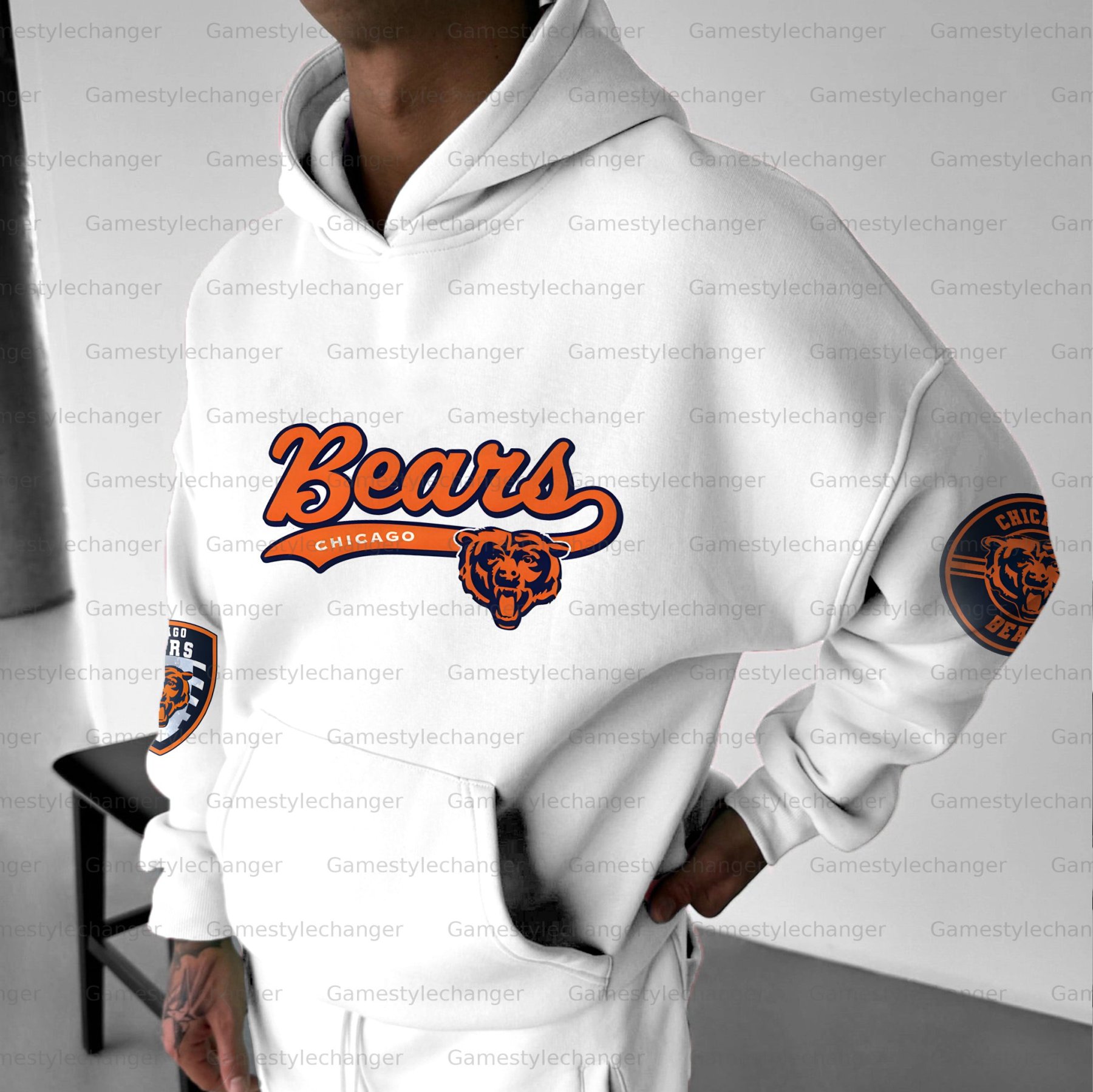 Unisex "Chicago Bears" Graphic Streetwear Vintage Plush Hoodie