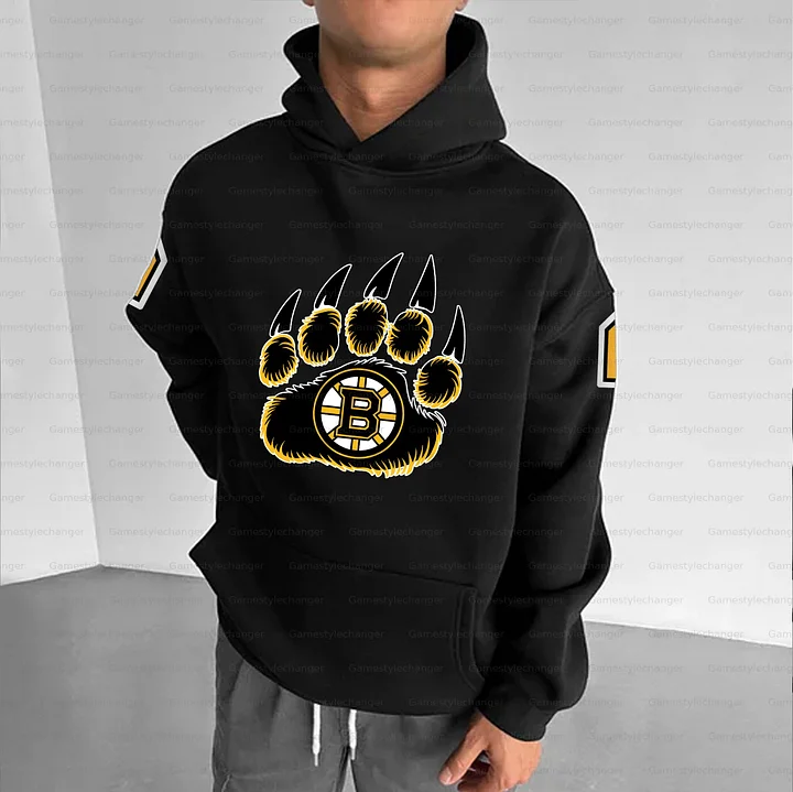 Unisex "Boston Bruins" Graphic Streetwear Vintage Plush Hoodie