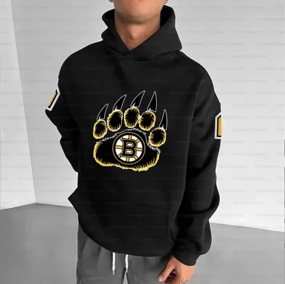 Unisex "Boston Bruins" Graphic Streetwear Vintage Plush Hoodie