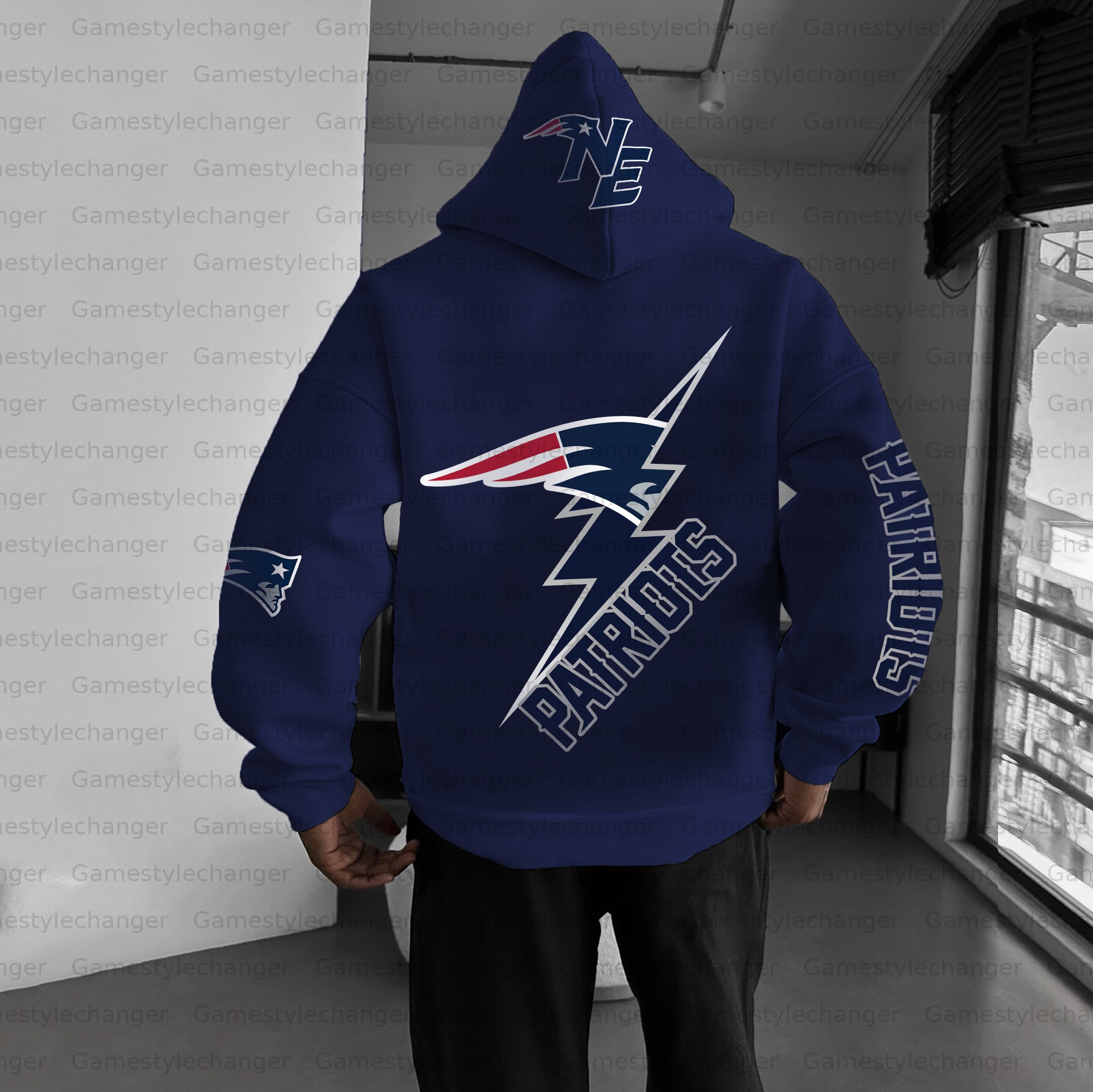Unisex "New England Patriots" Graphic Streetwear Vintage Plush Hoodie