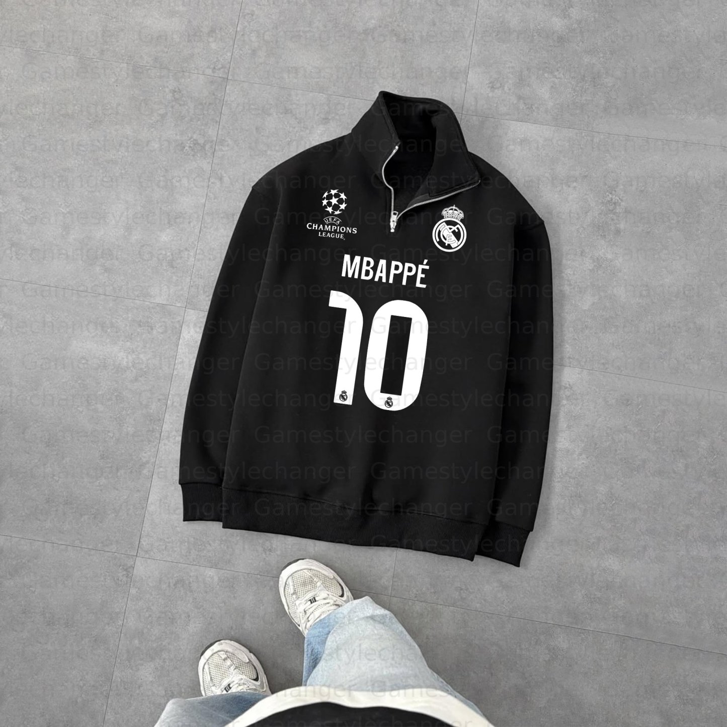 Unisex "UEFA " Graphic Streetwear Vintage Plush Zip-up Sweatshirt