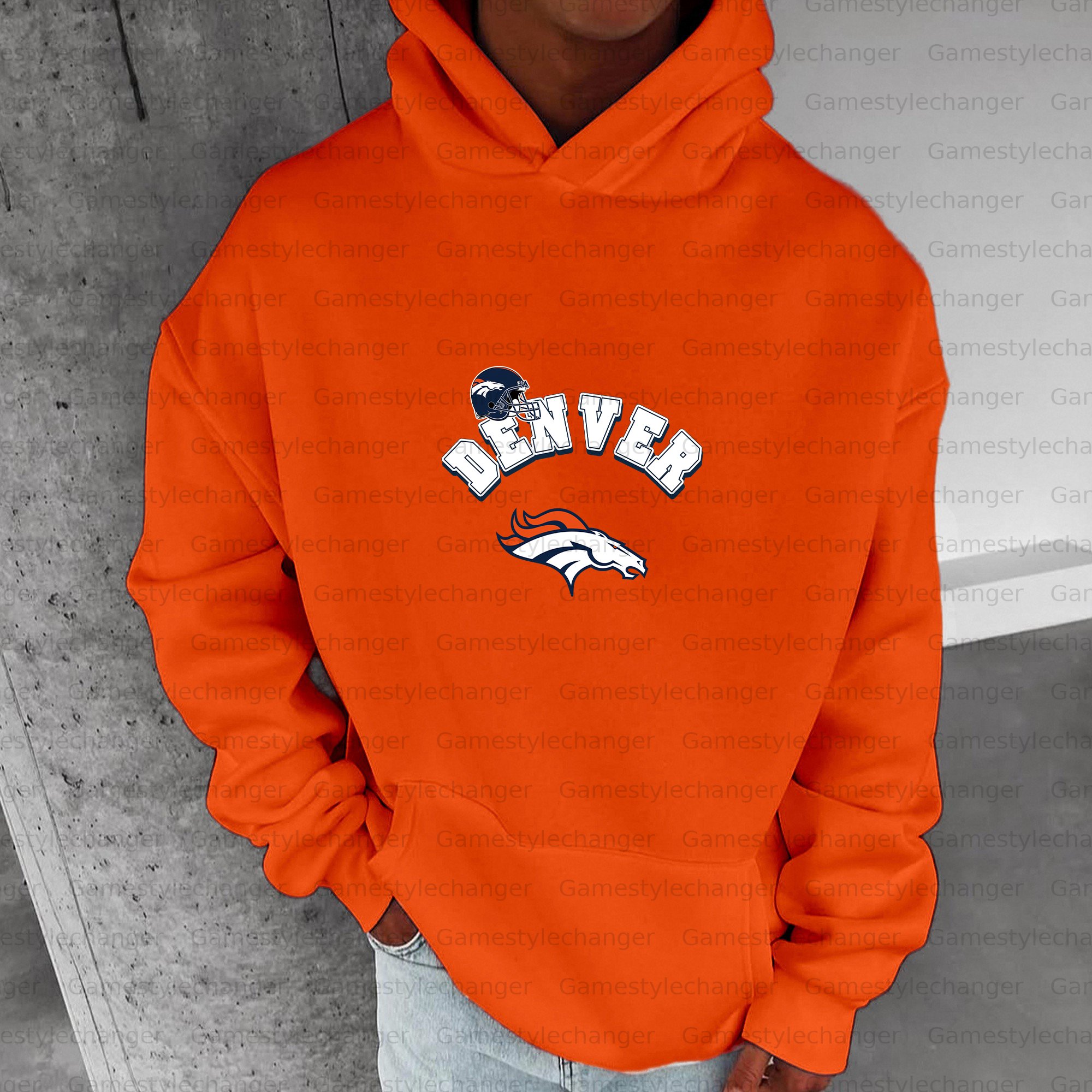 Unisex "Denver Broncos " Graphic Streetwear Vintage Plush Hoodie