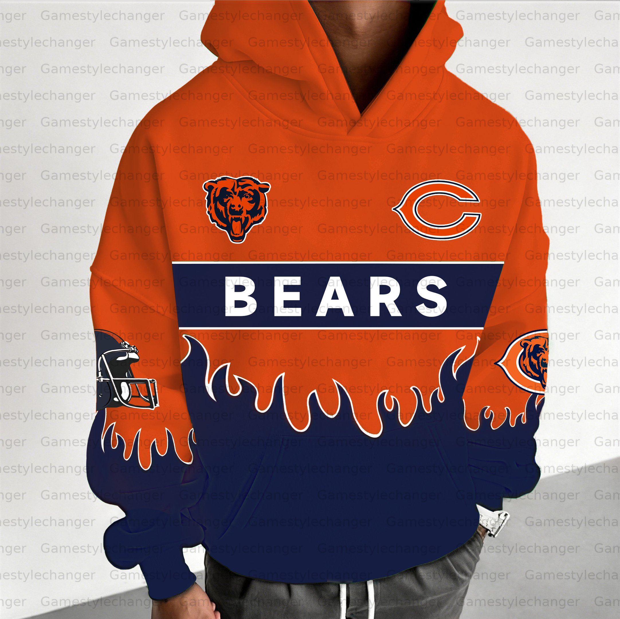 Unisex "Chicago Bears" Graphic Streetwear Vintage Plush Hoodie