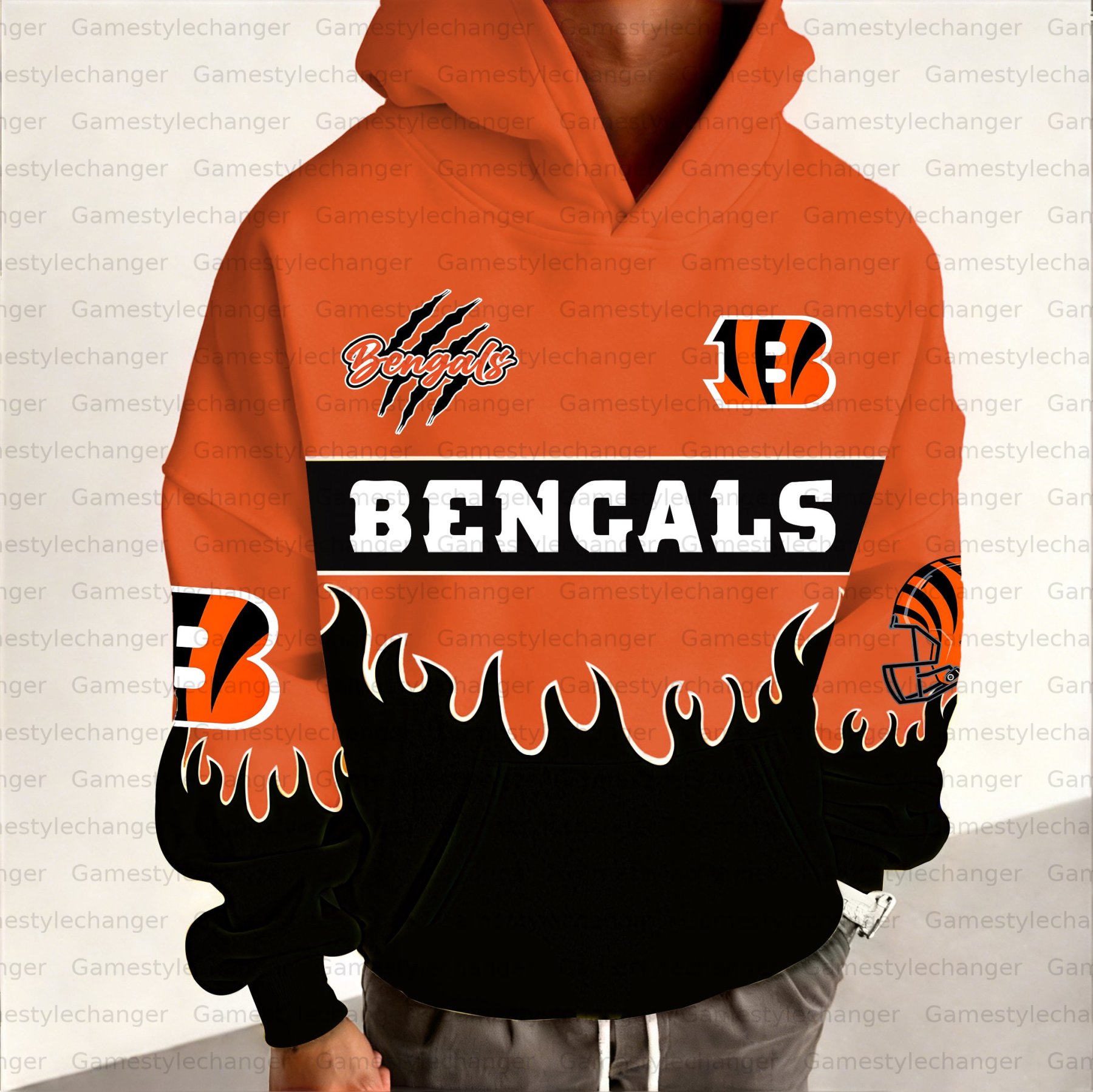 Unisex "Cincinnati Bengals " Graphic Streetwear Vintage Plush Hoodie