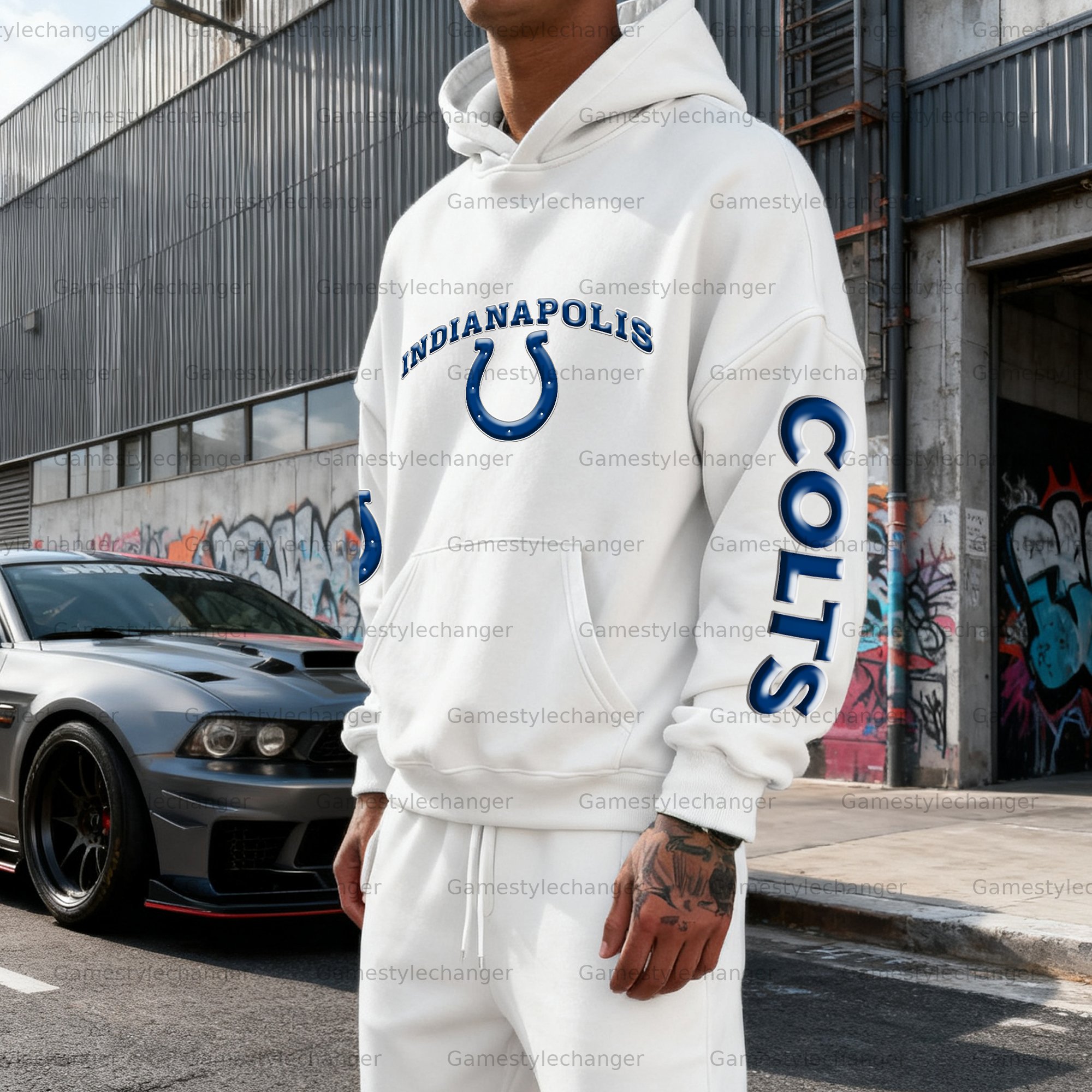 Unisex "Indianapolis Colts" Graphic Streetwear Vintage Plush Hoodie