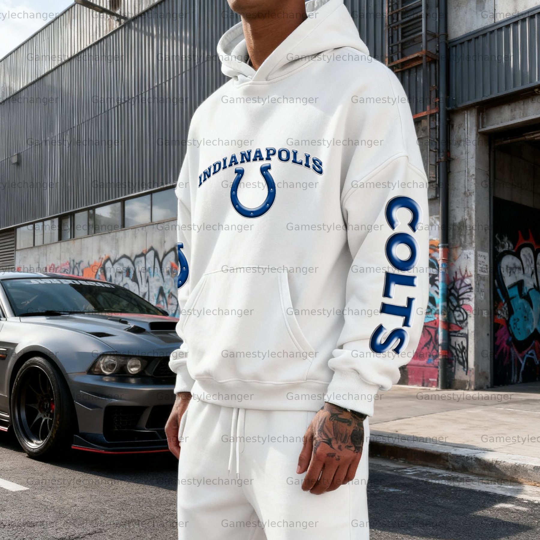 Unisex "Indianapolis Colts" Graphic Streetwear Vintage Plush Hoodie